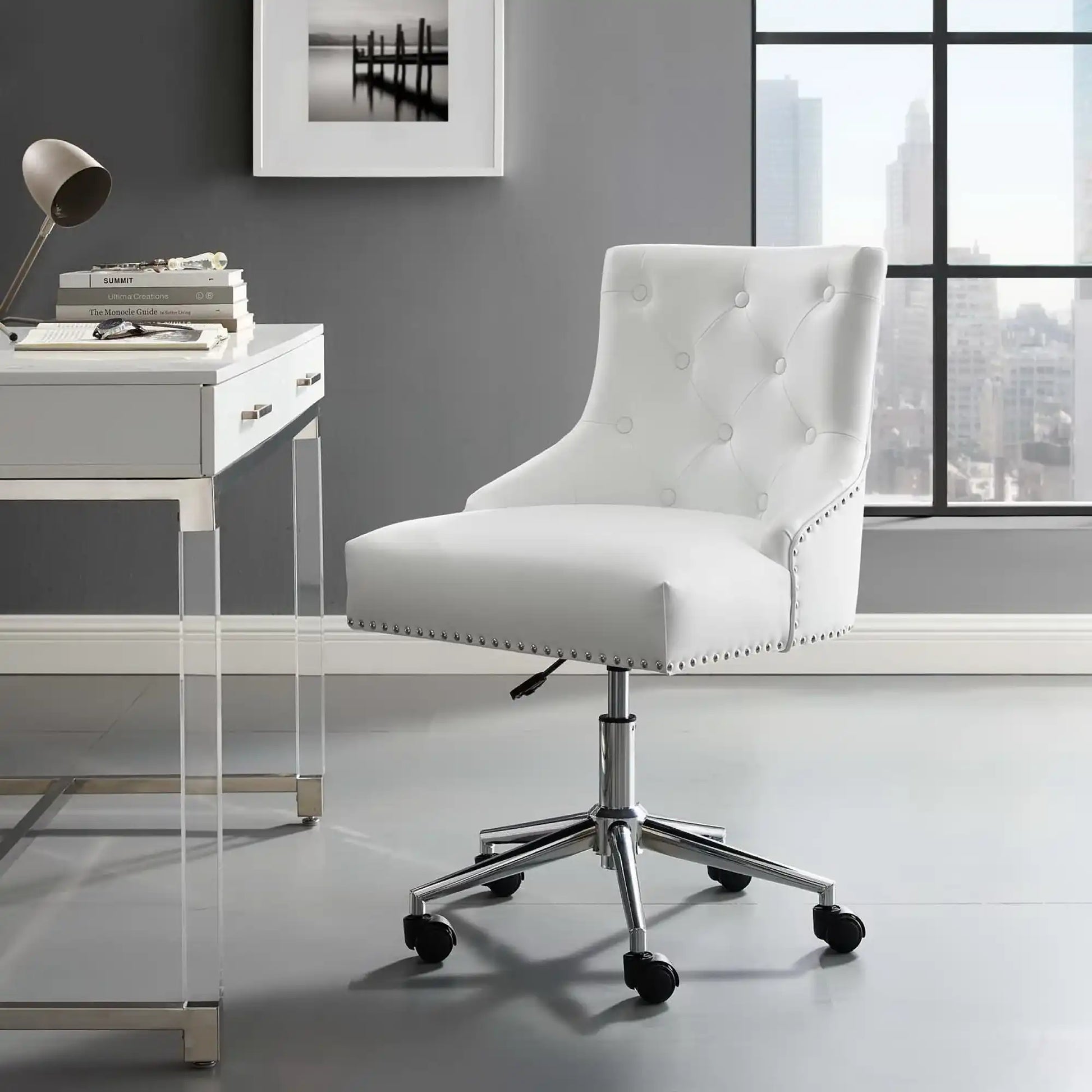 Regent Tufted Button Swivel Faux Leather Office Chair by Modway - Best Buy Furniture