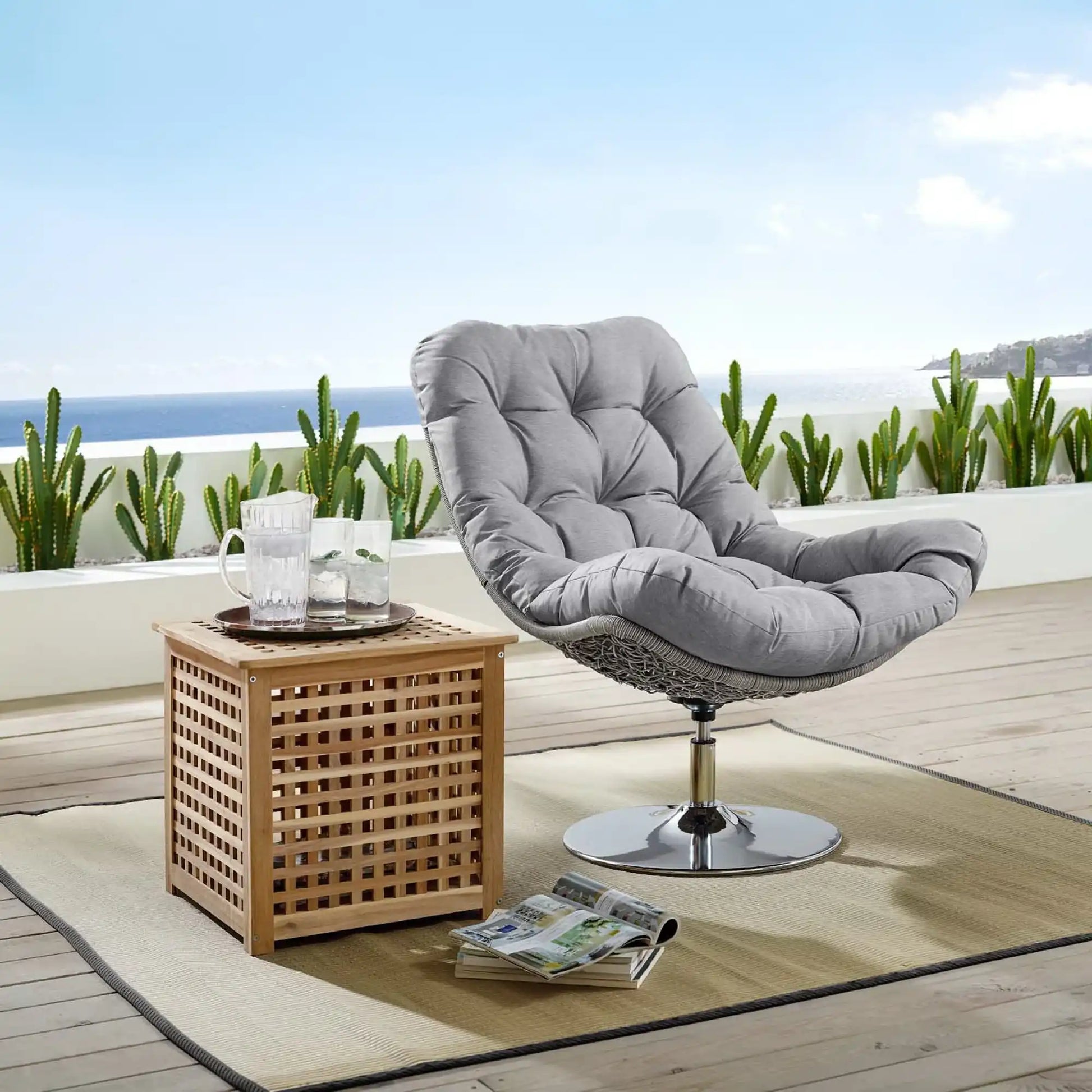 Brighton Wicker Rattan Outdoor Patio Swivel Lounge Chair by Modway - Best Buy Furniture