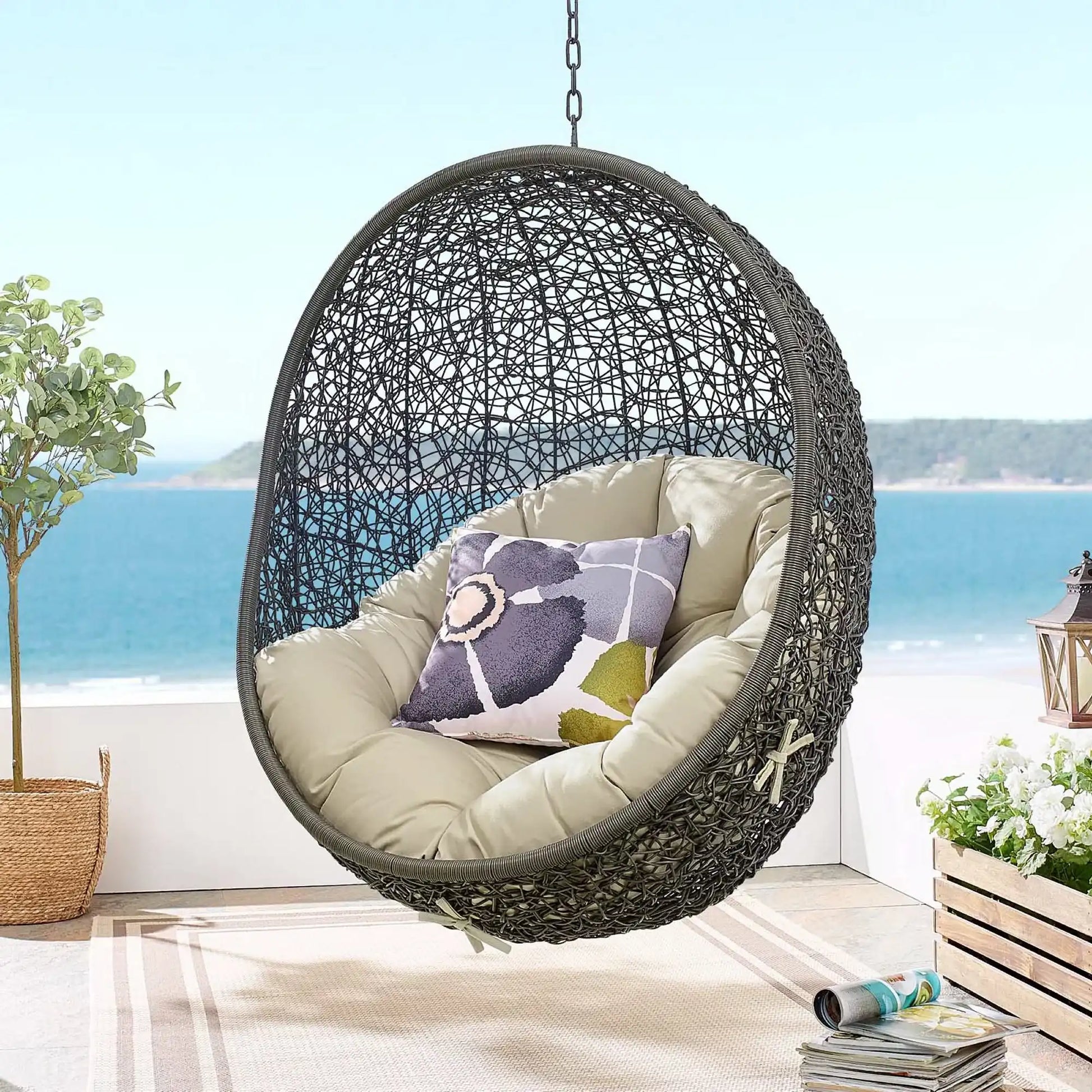 Hide Sunbrella� Fabric Swing Outdoor Patio Lounge Chair Without Stand by Modway - Best Buy Furniture