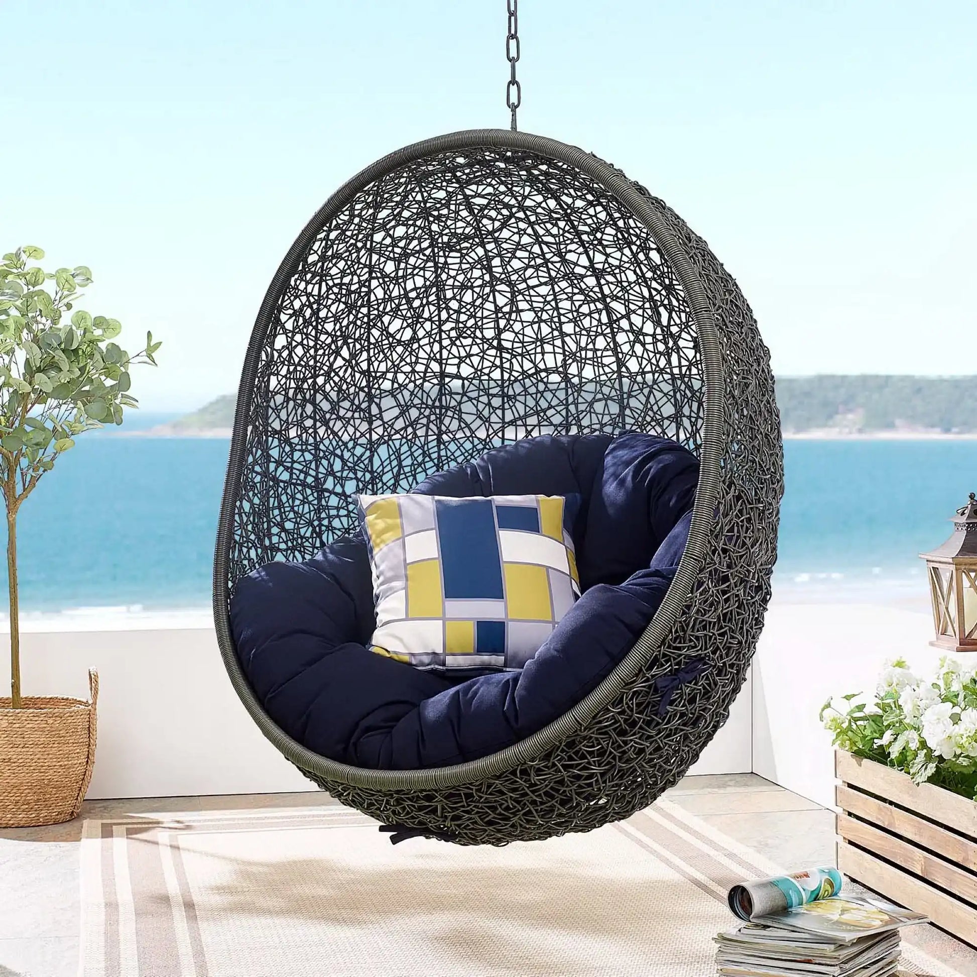 Hide Sunbrella� Fabric Swing Outdoor Patio Lounge Chair Without Stand by Modway - Best Buy Furniture