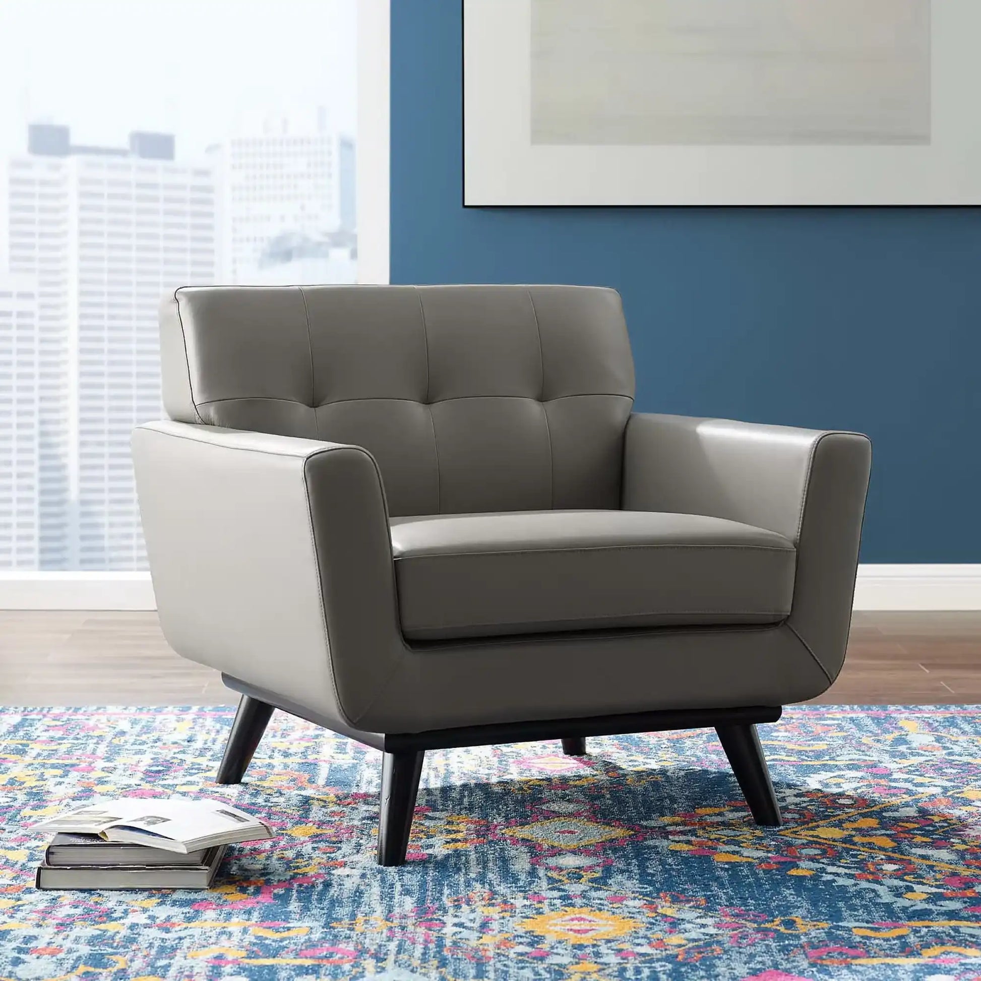 Engage Top-Grain Leather Living Room Lounge Accent Armchair by Modway - Best Buy Furniture