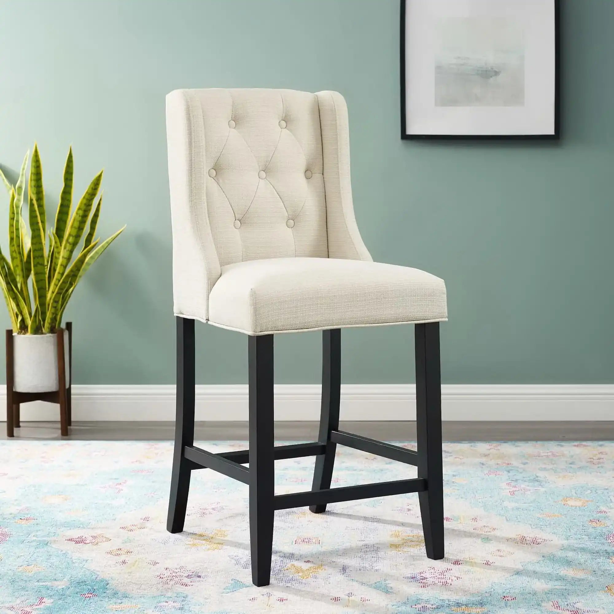 Baronet Tufted Button Upholstered Fabric Counter Stool by Modway - Best Buy Furniture