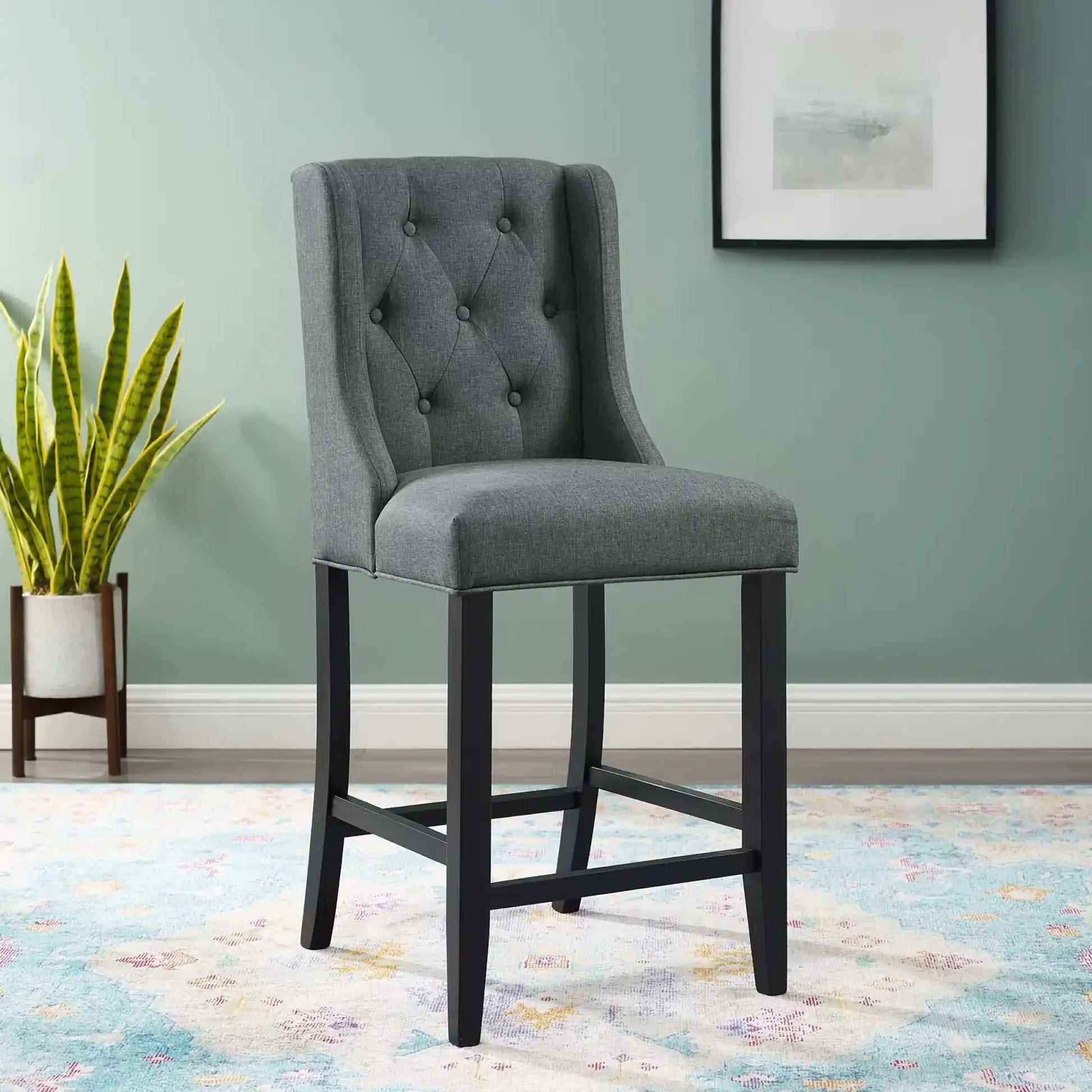 Baronet Tufted Button Upholstered Fabric Counter Stool by Modway - Best Buy Furniture