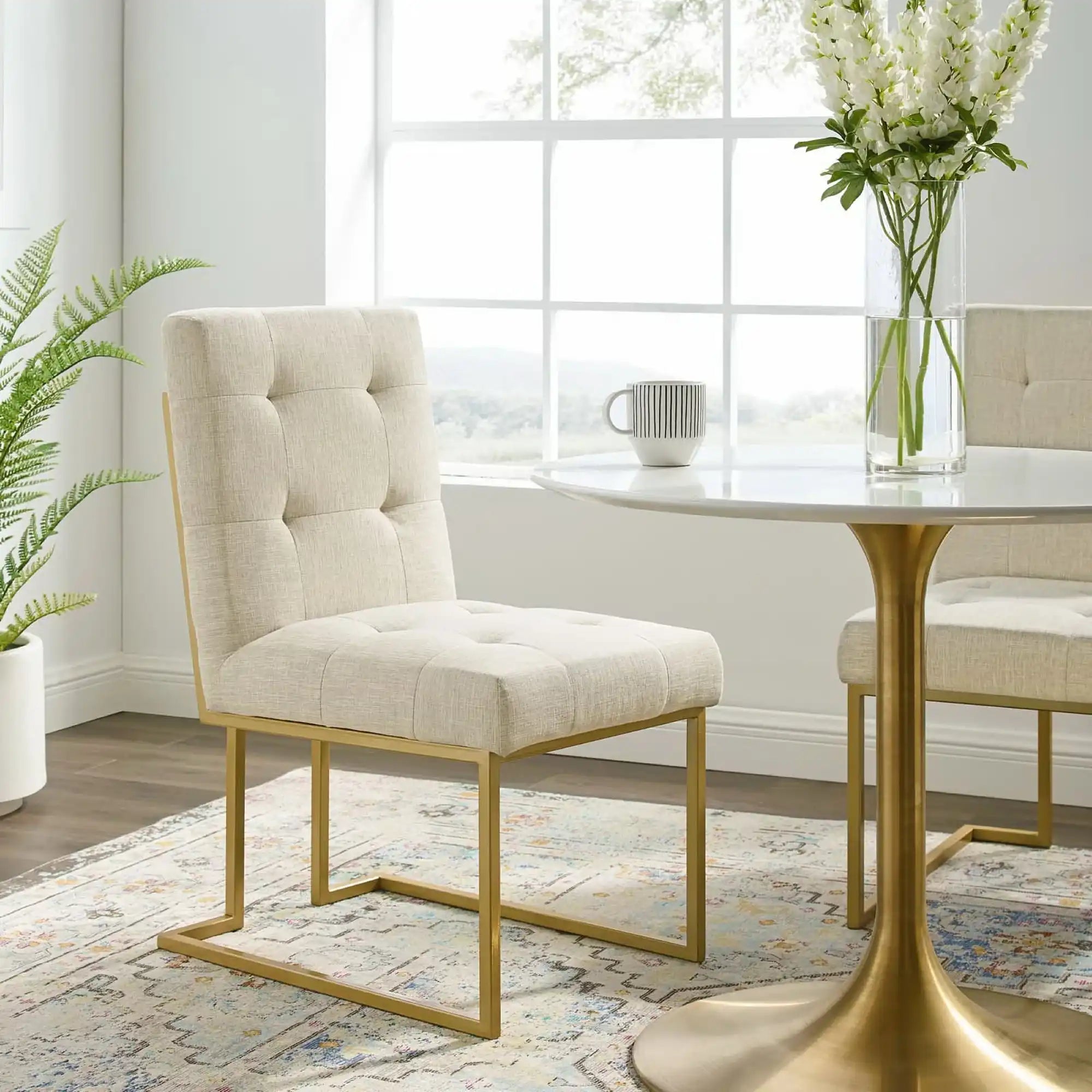 Privy Gold Stainless Steel Upholstered Fabric Dining Accent Chair by Modway - Best Buy Furniture