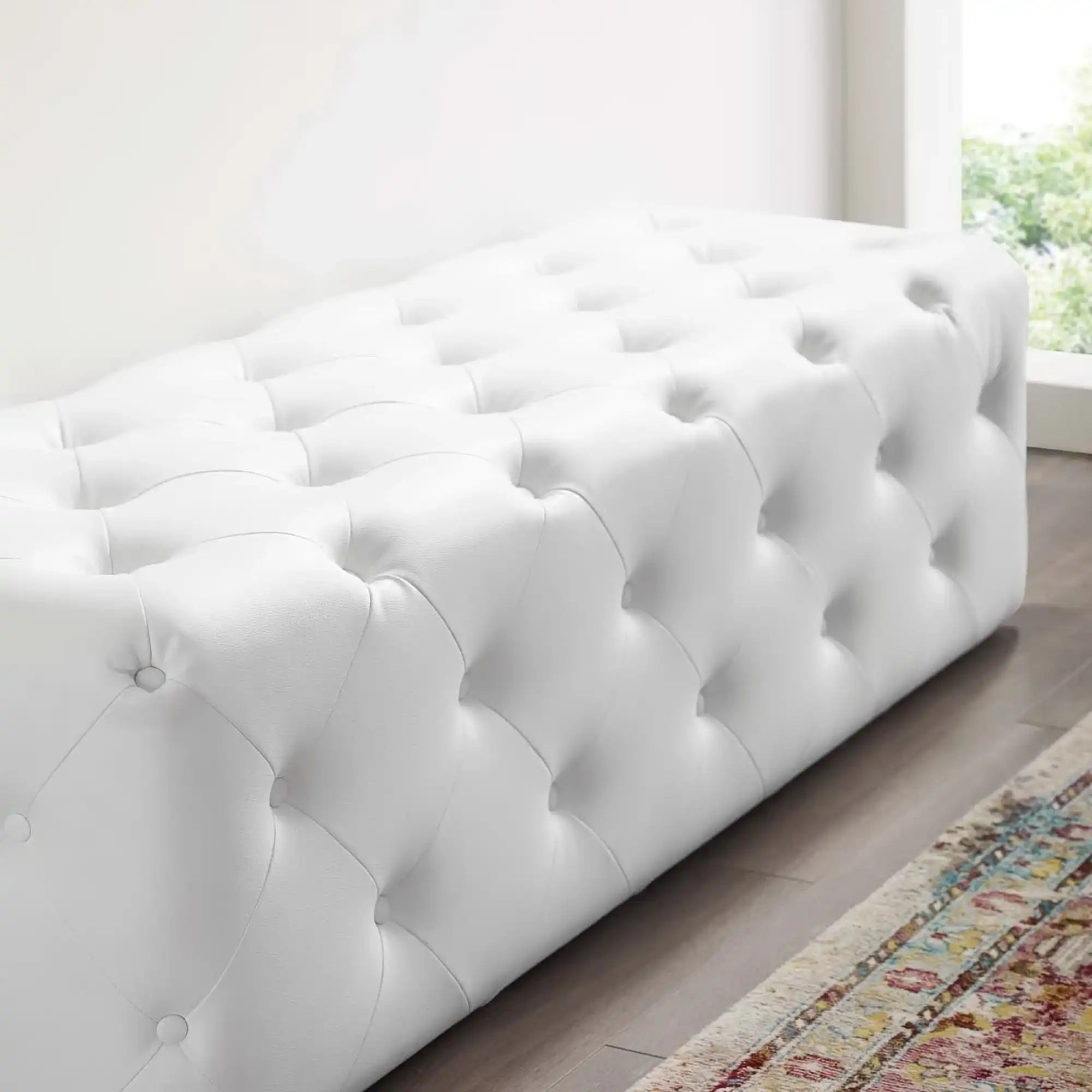 Amour 60" Tufted Button Entryway Faux Leather Bench by Modway - Best Buy Furniture