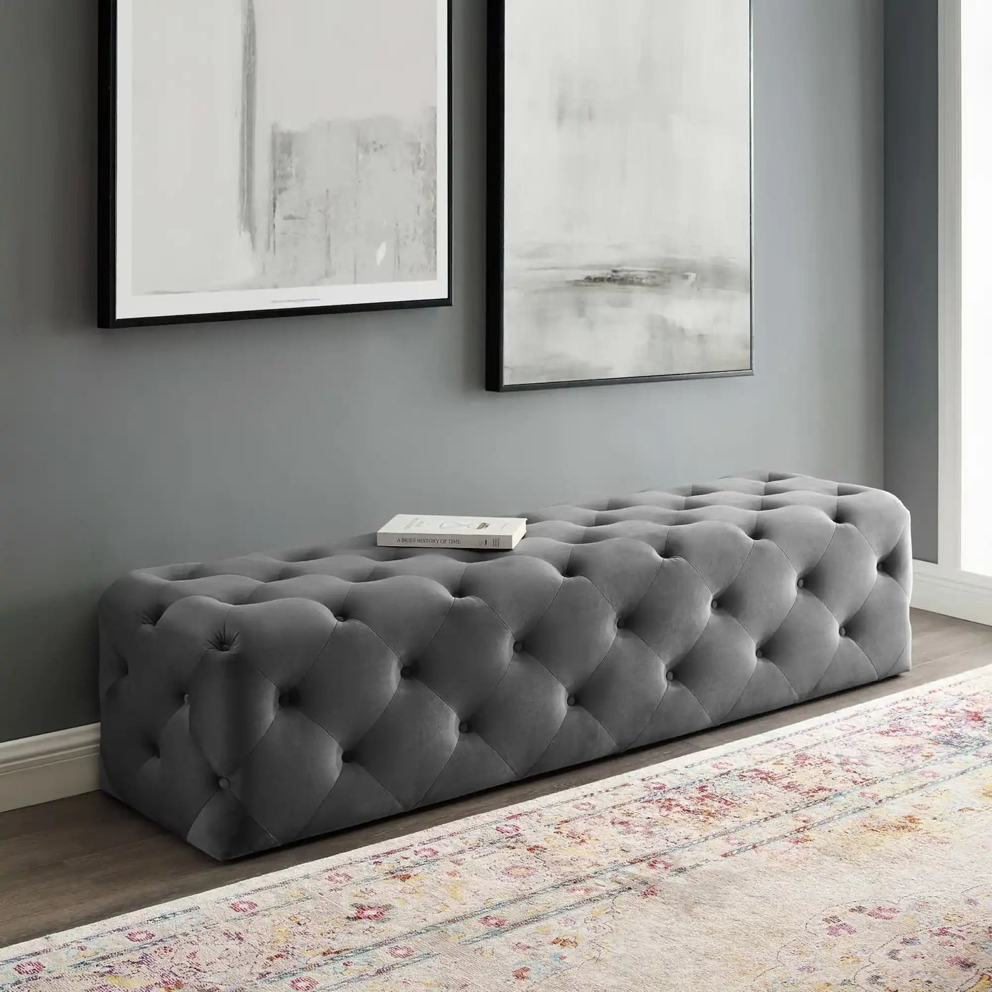Amour 72" Tufted Button Entryway Performance Velvet Bench by Modway - Best Buy Furniture