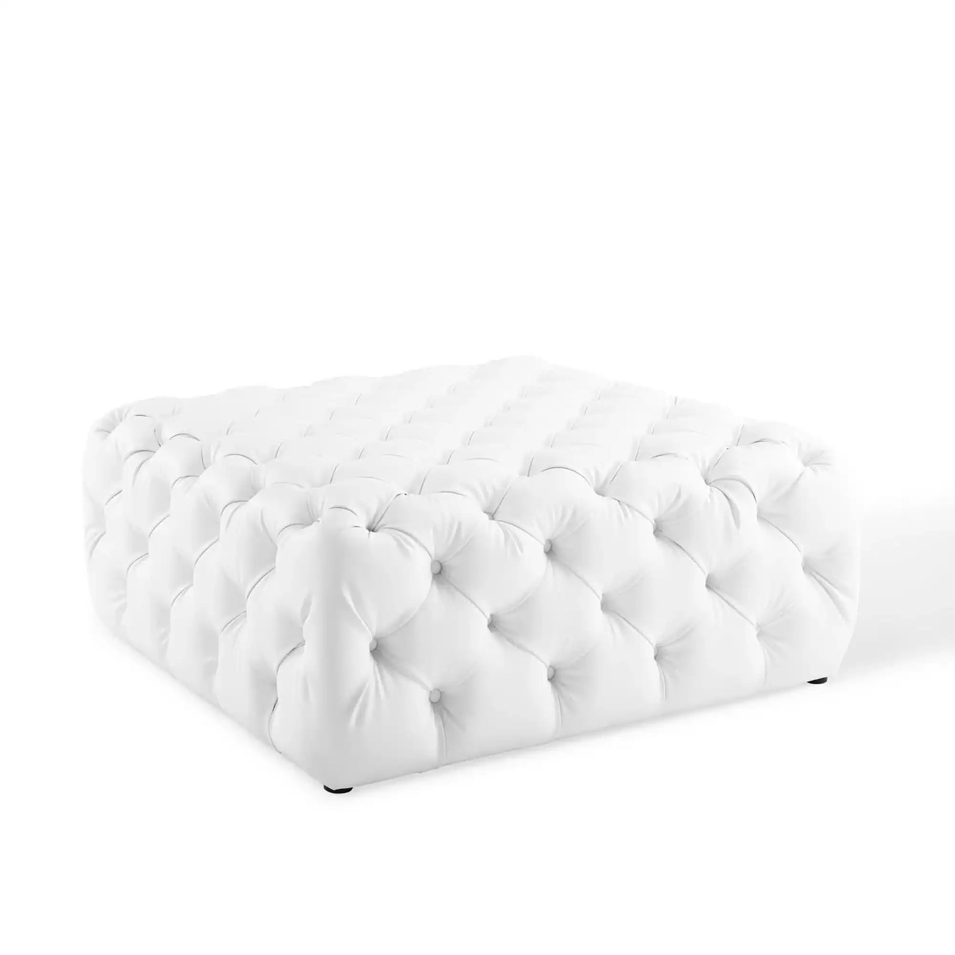 Amour Tufted Button Large Square Faux Leather Ottoman by Modway - Best Buy Furniture