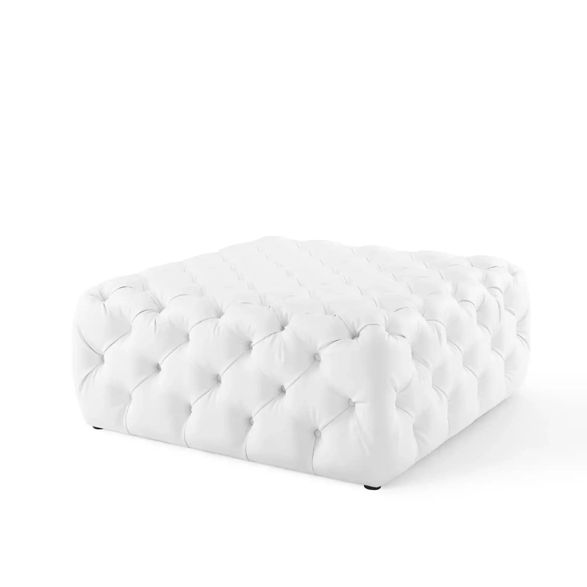 Amour Tufted Button Large Square Faux Leather Ottoman by Modway - Best Buy Furniture