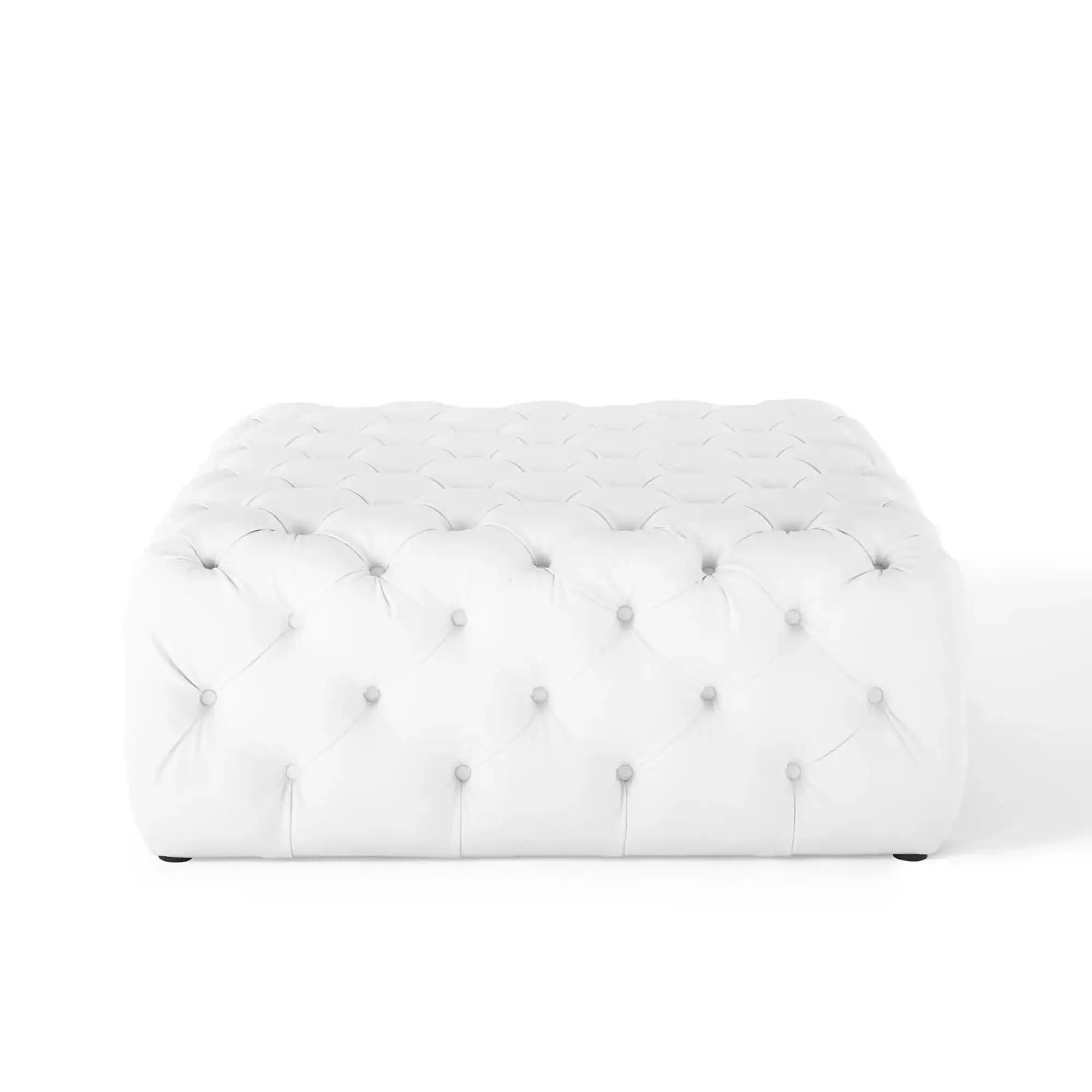 Amour Tufted Button Large Square Faux Leather Ottoman by Modway - Best Buy Furniture