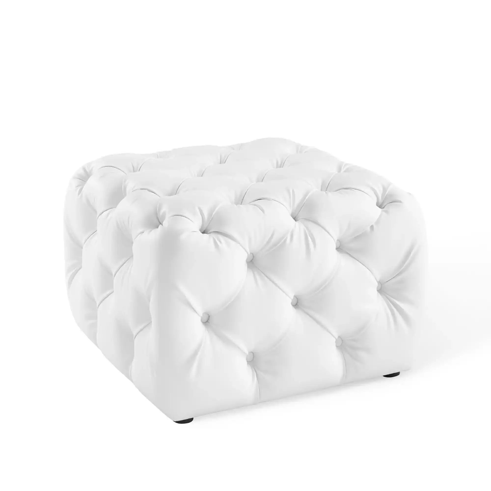 Amour Tufted Button Square Faux Leather Ottoman by Modway - Best Buy Furniture