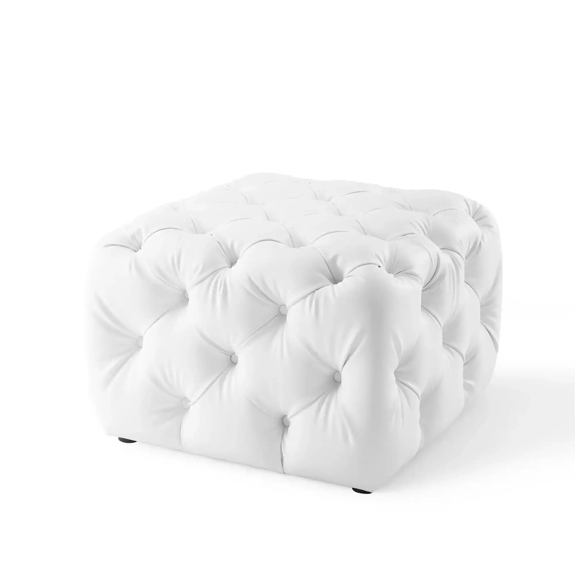 Amour Tufted Button Square Faux Leather Ottoman by Modway - Best Buy Furniture