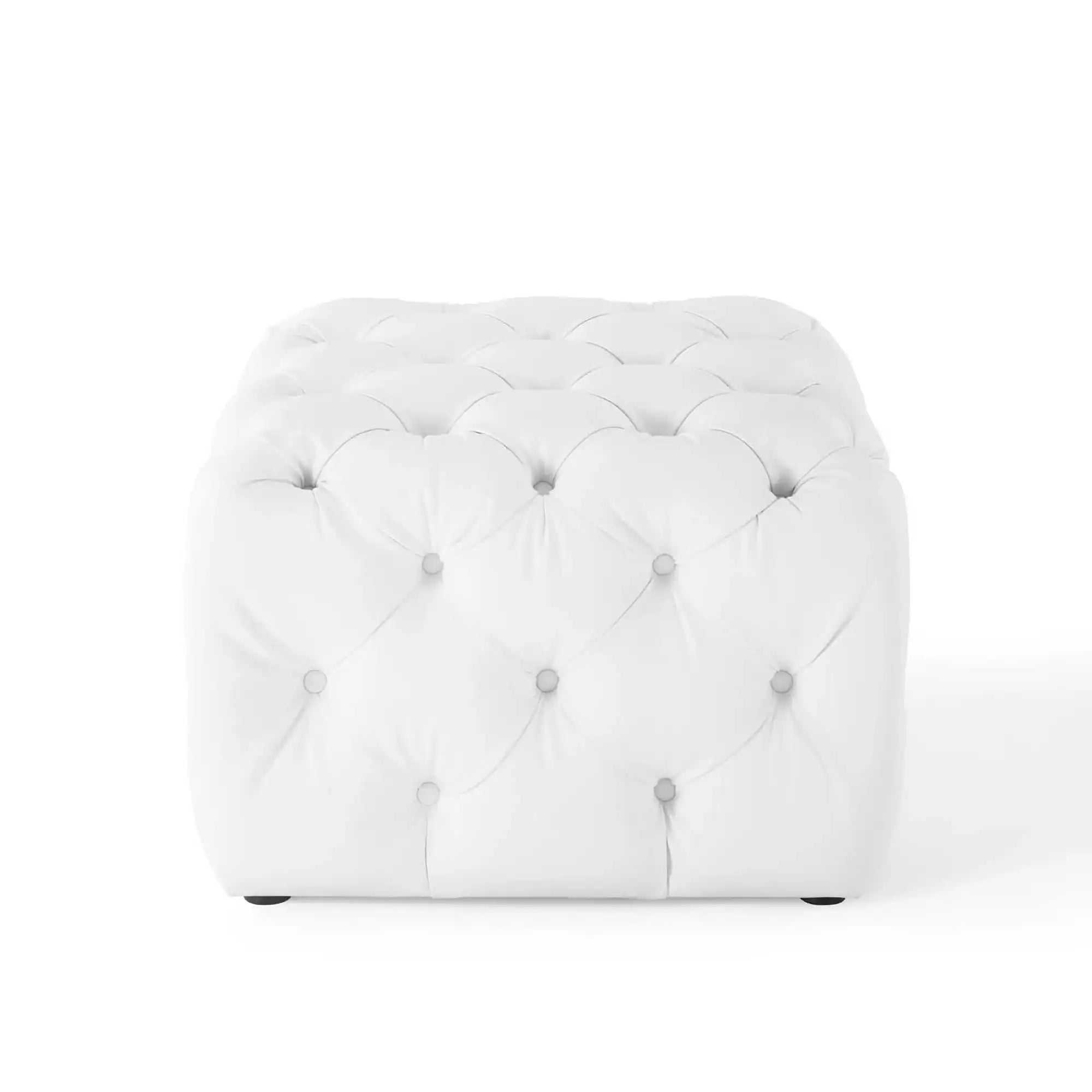 Amour Tufted Button Square Faux Leather Ottoman by Modway - Best Buy Furniture