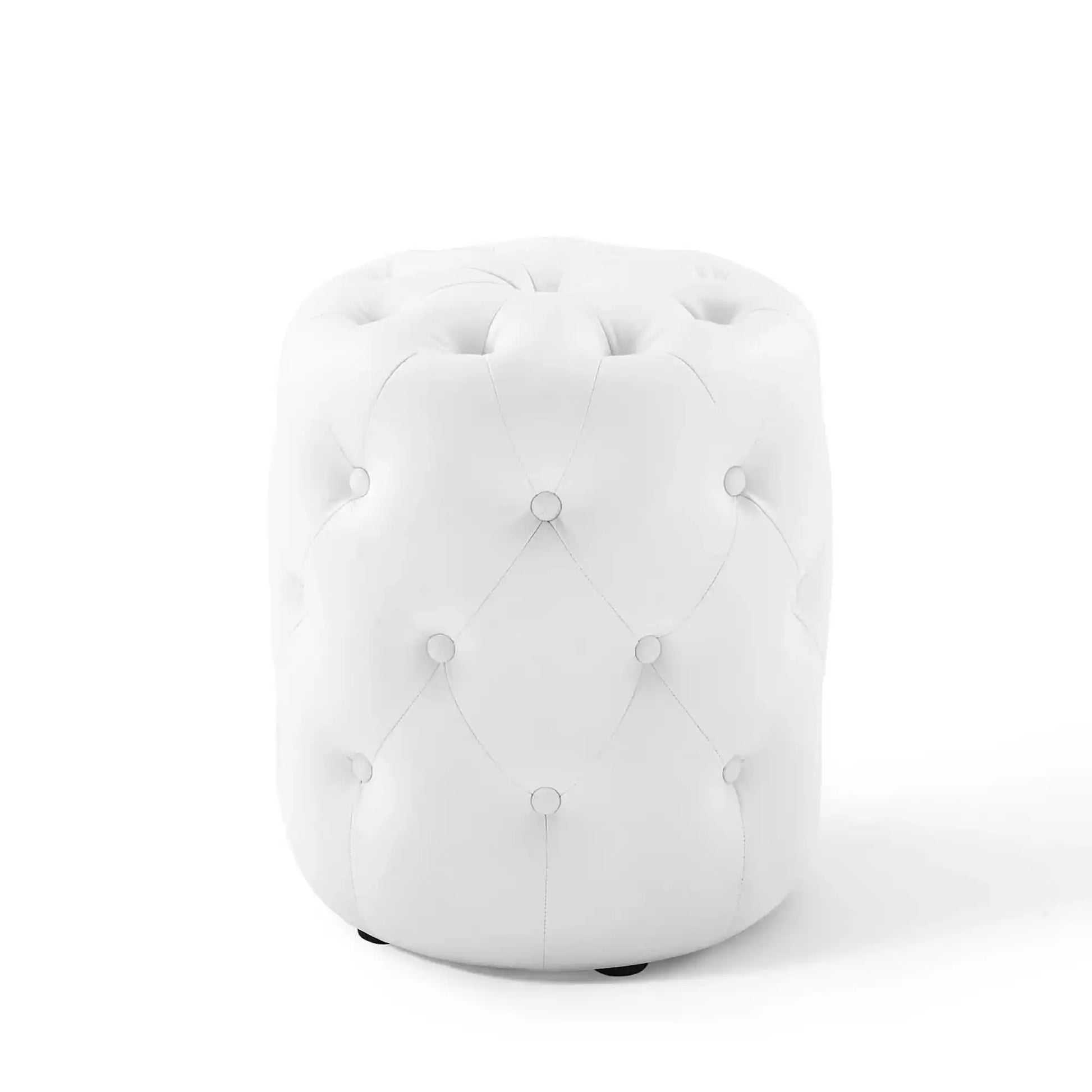 Amour Tufted Button Round Faux Leather Ottoman by Modway - Best Buy Furniture