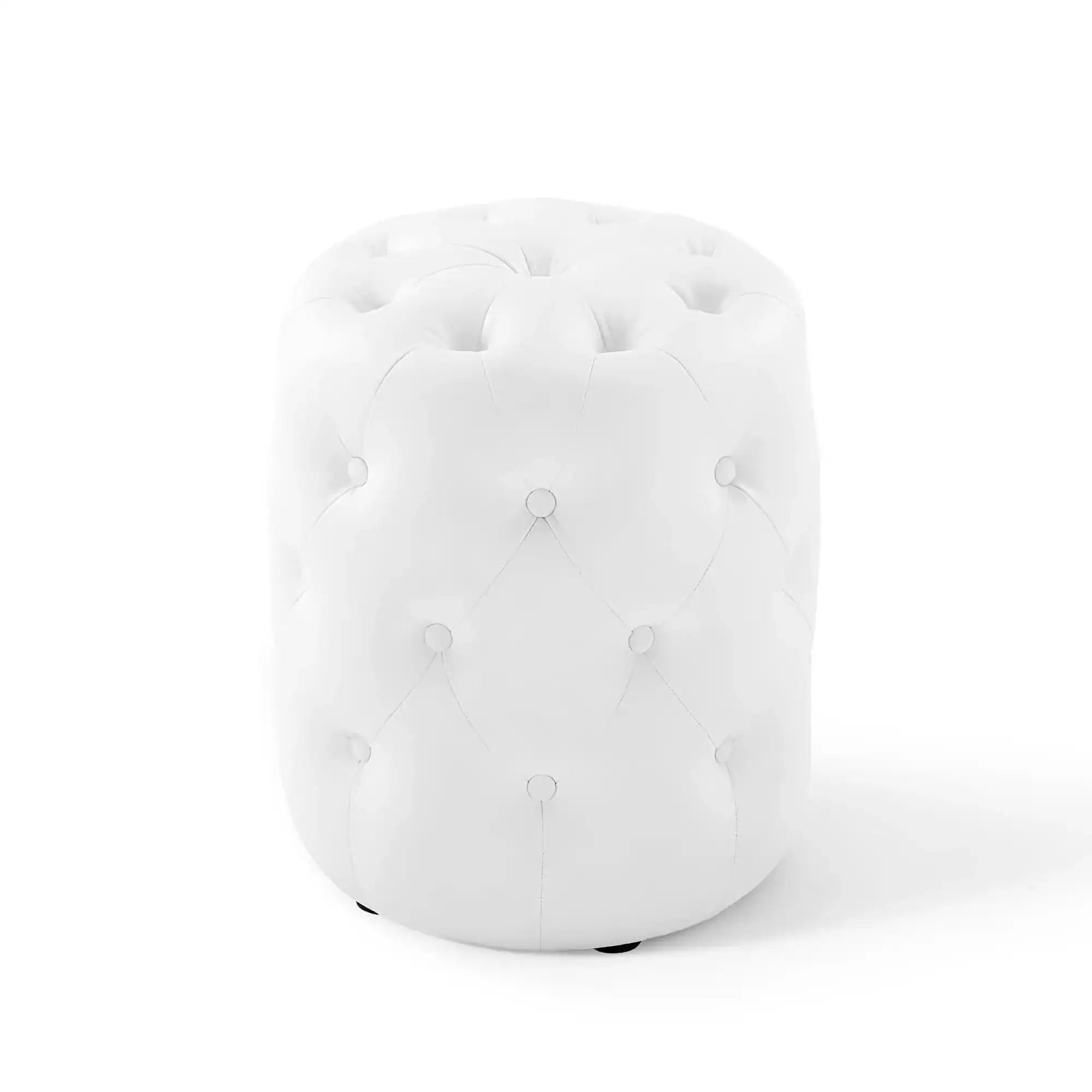 Amour Tufted Button Round Faux Leather Ottoman by Modway - Best Buy Furniture