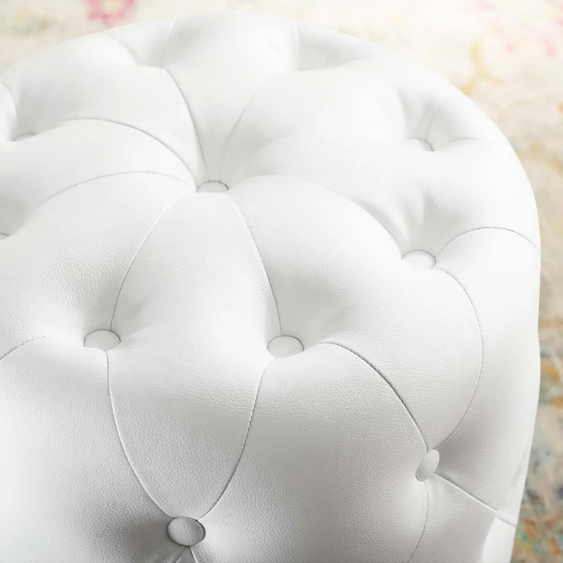 Amour Tufted Button Round Faux Leather Ottoman by Modway - Best Buy Furniture