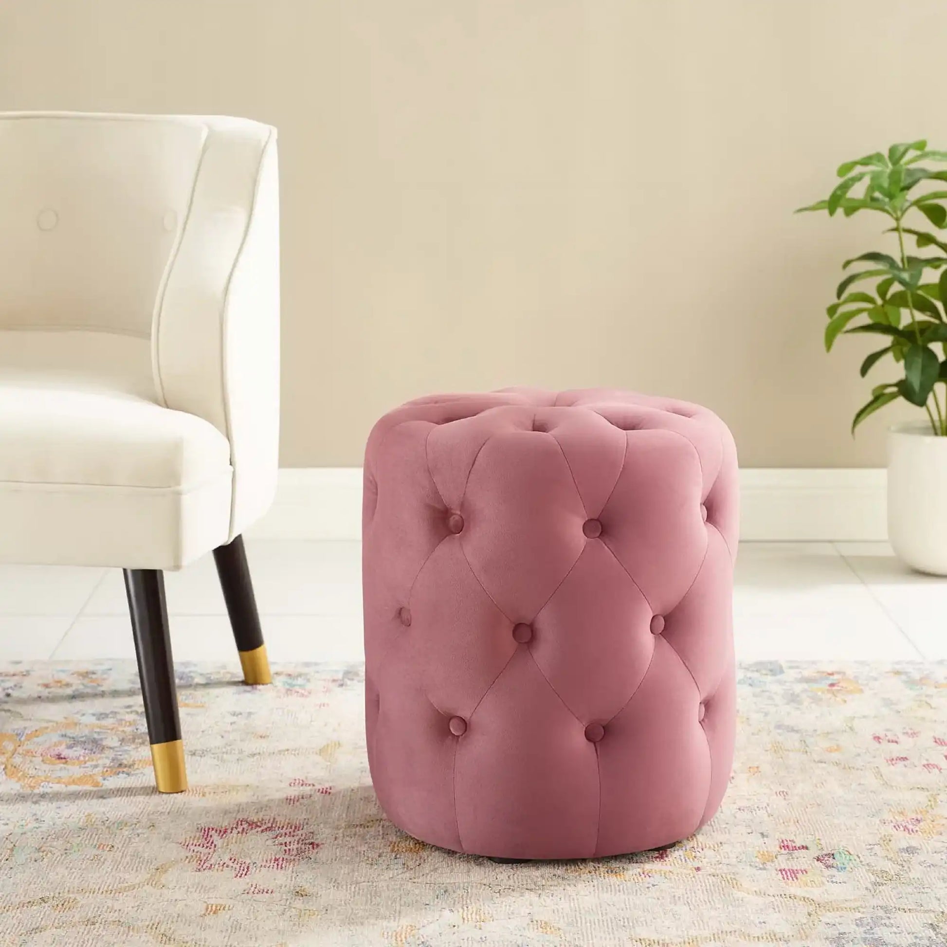 Amour Tufted Button Round Performance Velvet Ottoman by Modway - Best Buy Furniture