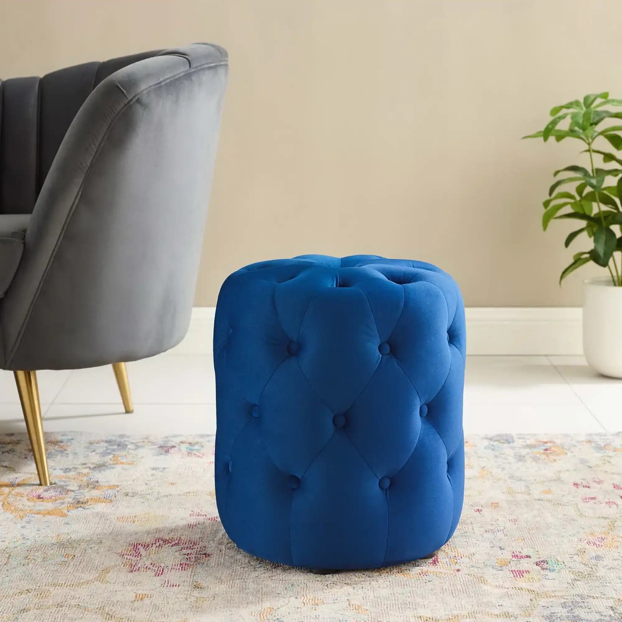 Amour Tufted Button Round Performance Velvet Ottoman by Modway - Best Buy Furniture