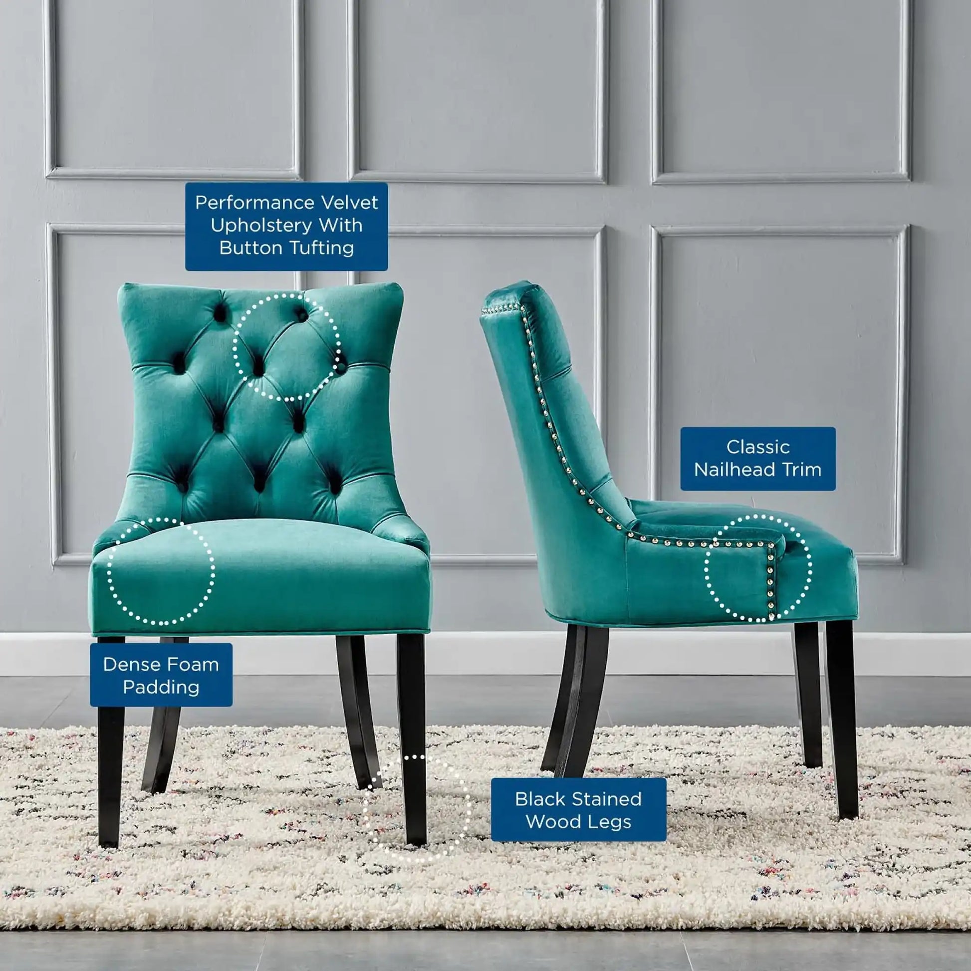 Regent Tufted Performance Velvet Dining Side Chairs Set of 2 by Modway - Best Buy Furniture