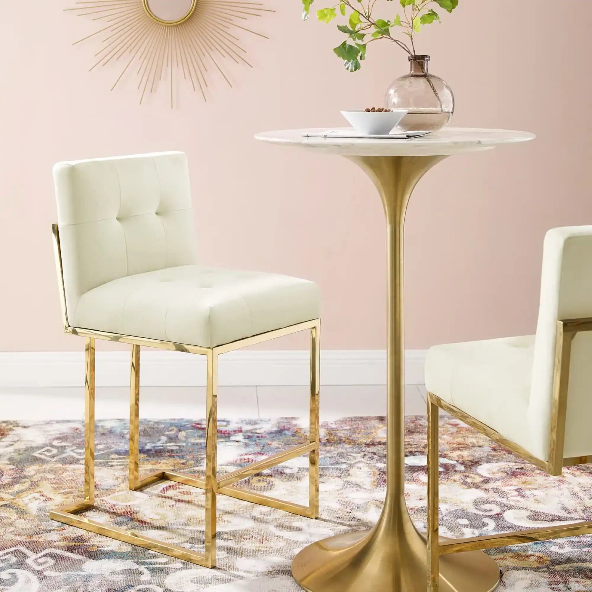 Privy Gold Stainless Steel Performance Velvet Counter Stool by Modway - Best Buy Furniture