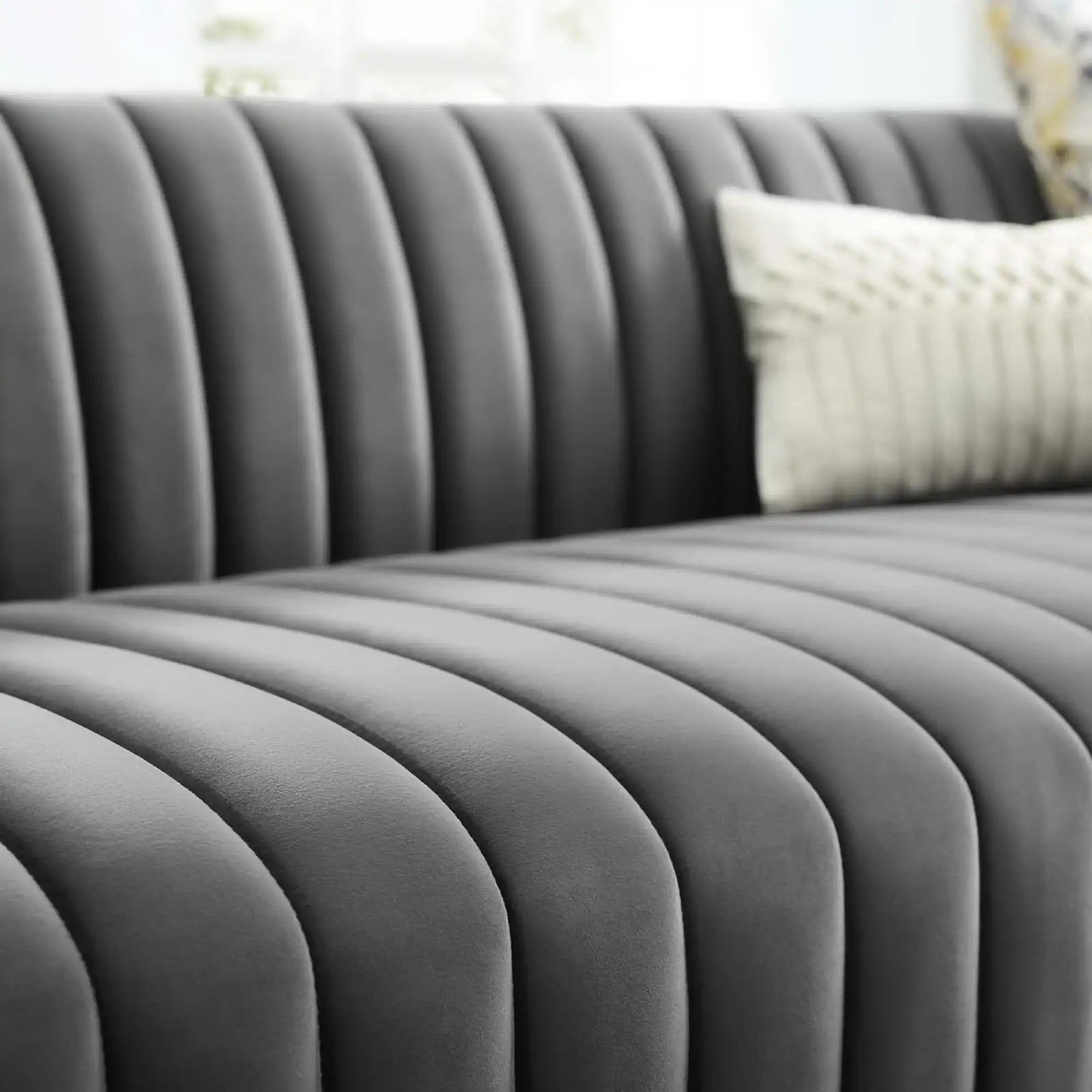 Conjure Channel Tufted Velvet Sofa by Modway - Best Buy Furniture