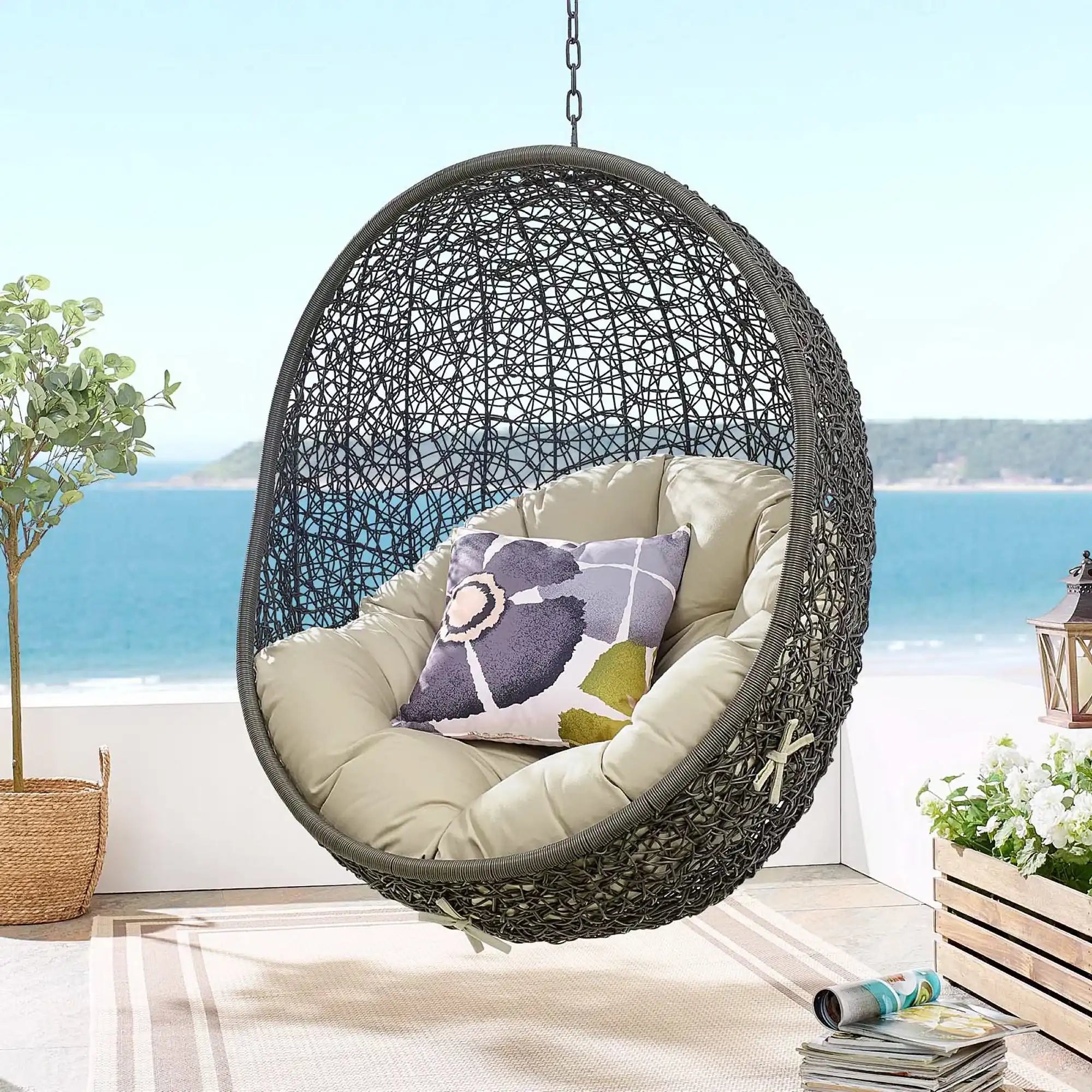 Hide Outdoor Patio Sunbrella� Swing Chair With Stand by Modway - Best Buy Furniture