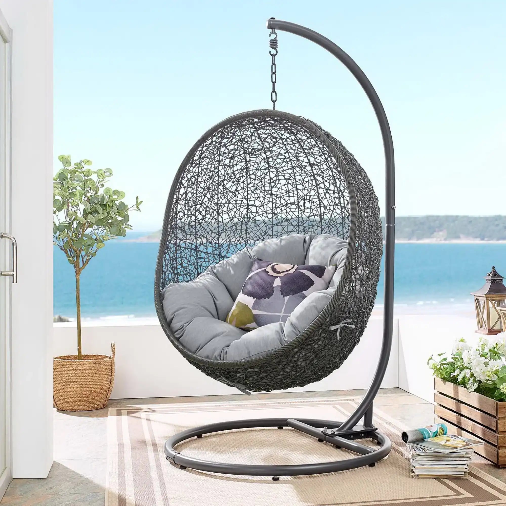 Hide Outdoor Patio Sunbrella� Swing Chair With Stand by Modway - Best Buy Furniture
