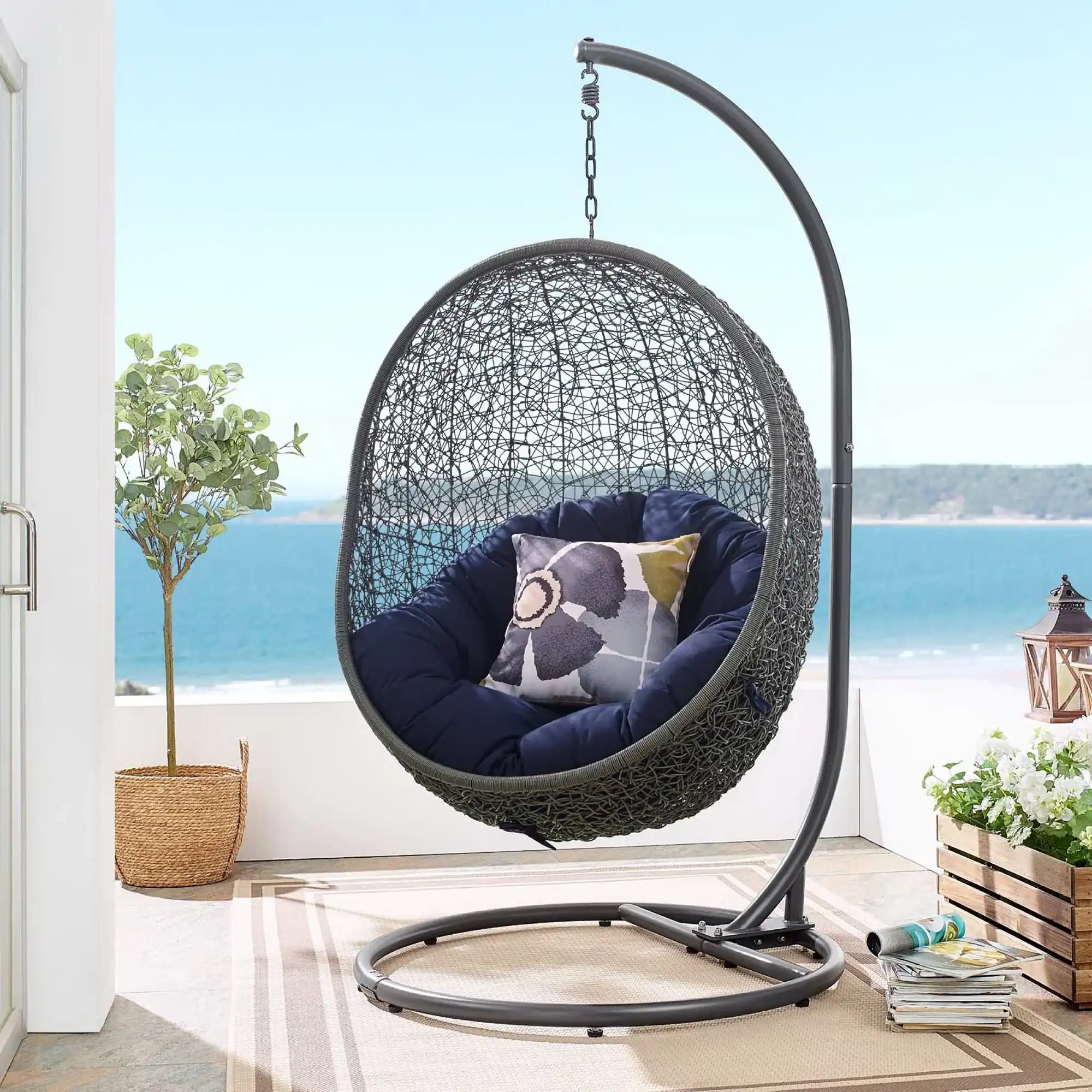 Hide Outdoor Patio Sunbrella� Swing Chair With Stand by Modway - Best Buy Furniture