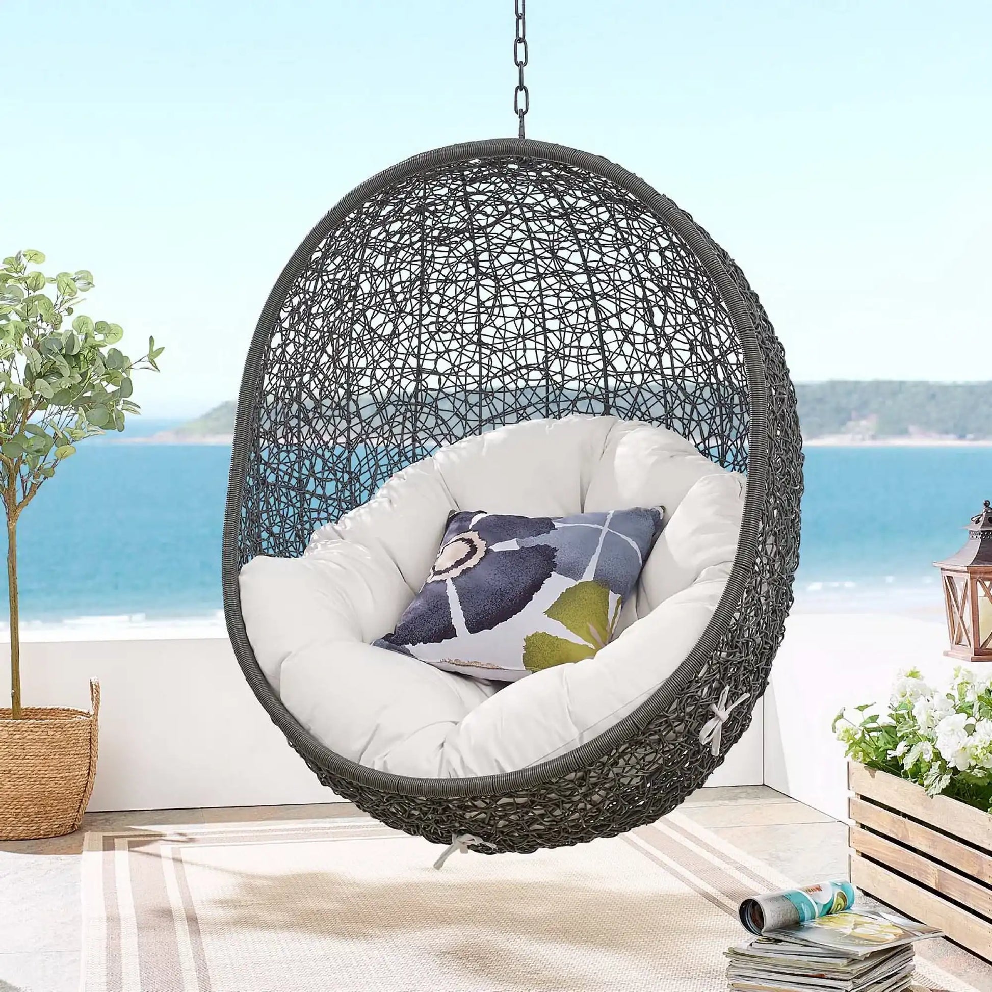 Hide Outdoor Patio Sunbrella� Swing Chair With Stand by Modway - Best Buy Furniture