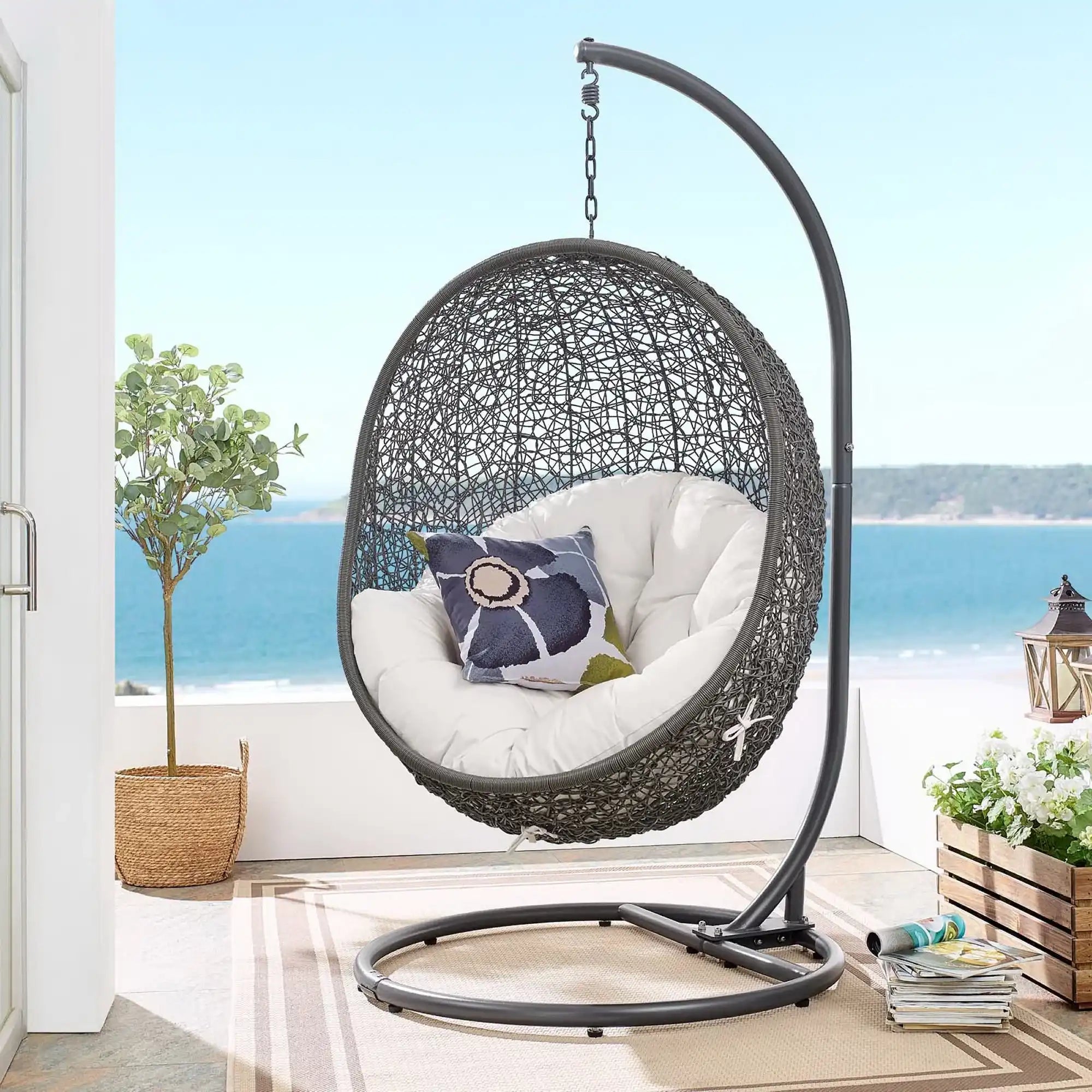 Hide Outdoor Patio Sunbrella� Swing Chair With Stand by Modway - Best Buy Furniture