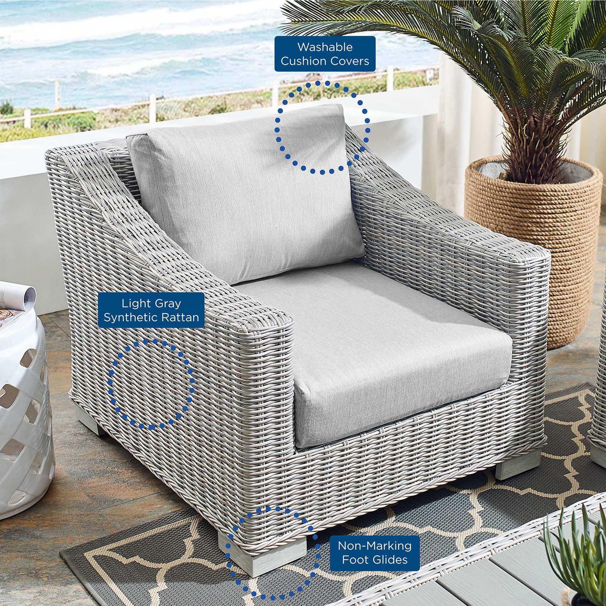 Conway Sunbrella� Outdoor Patio Wicker Rattan Armchair by Modway - Best Buy Furniture
