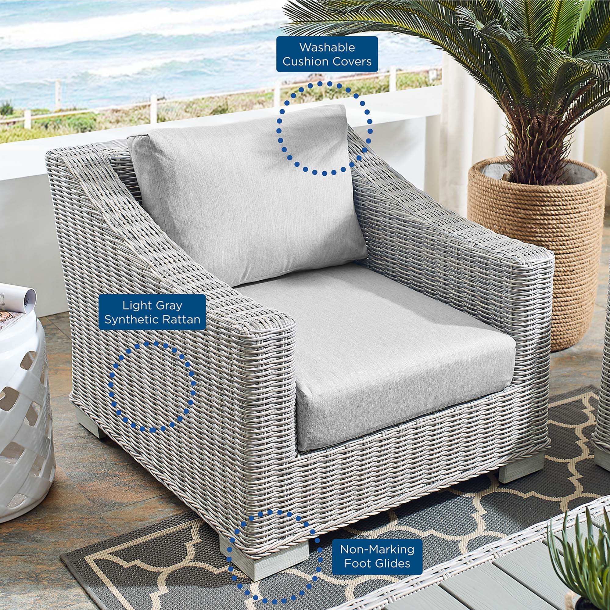 Conway Sunbrella� Outdoor Patio Wicker Rattan Armchair by Modway - Best Buy Furniture