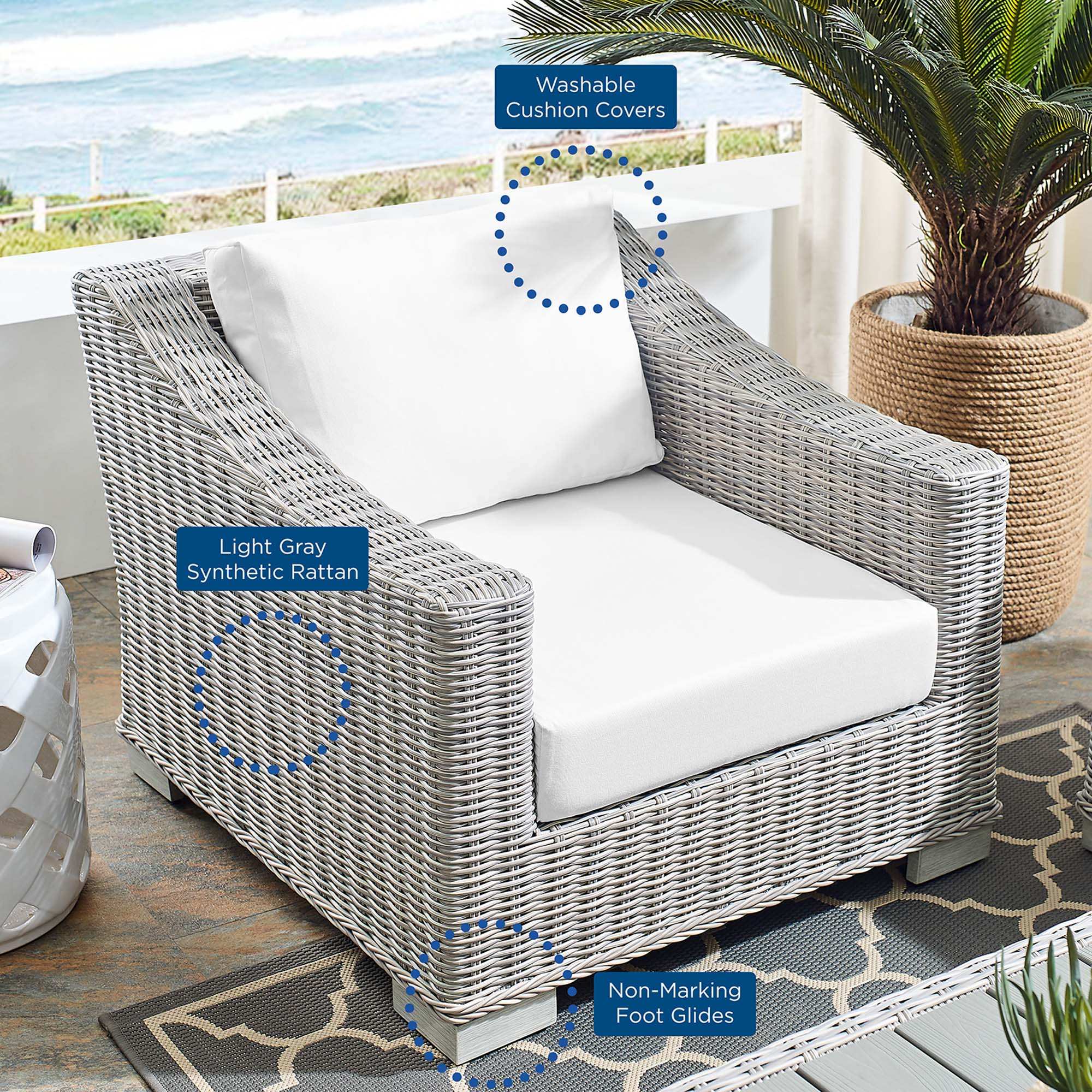 Conway Sunbrella� Outdoor Patio Wicker Rattan Armchair by Modway - Best Buy Furniture
