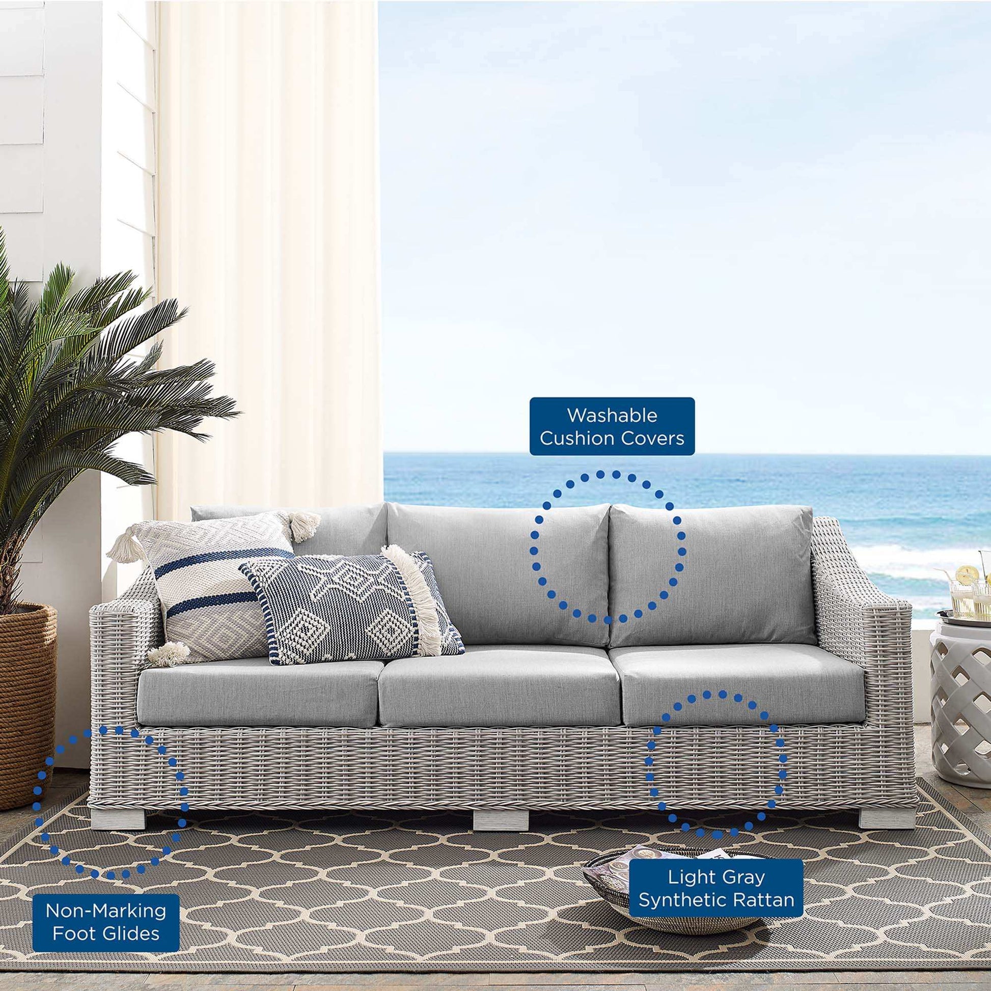 Conway Sunbrella� Outdoor Patio Wicker Rattan Sofa by Modway - Best Buy Furniture