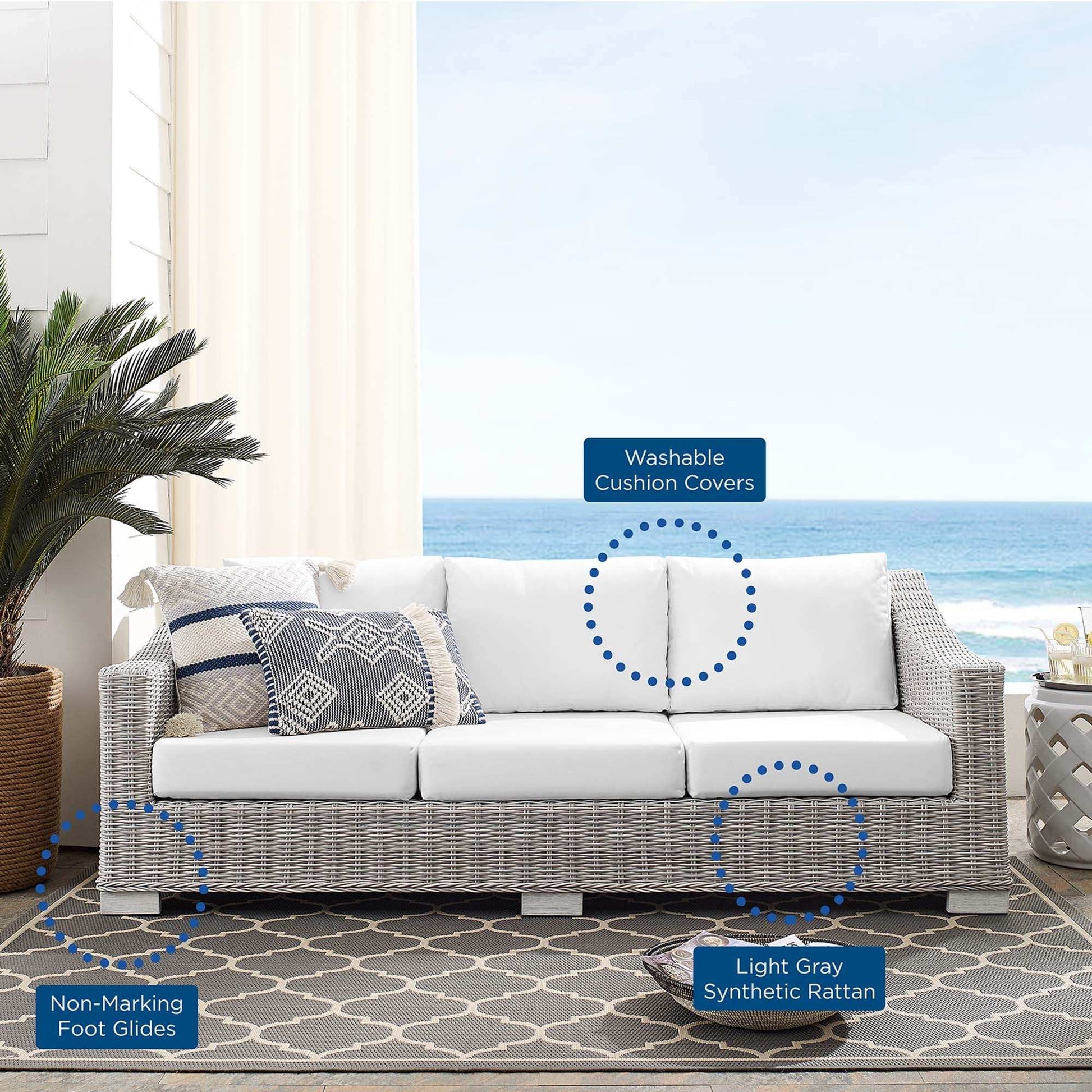 Conway Sunbrella� Outdoor Patio Wicker Rattan Sofa by Modway - Best Buy Furniture