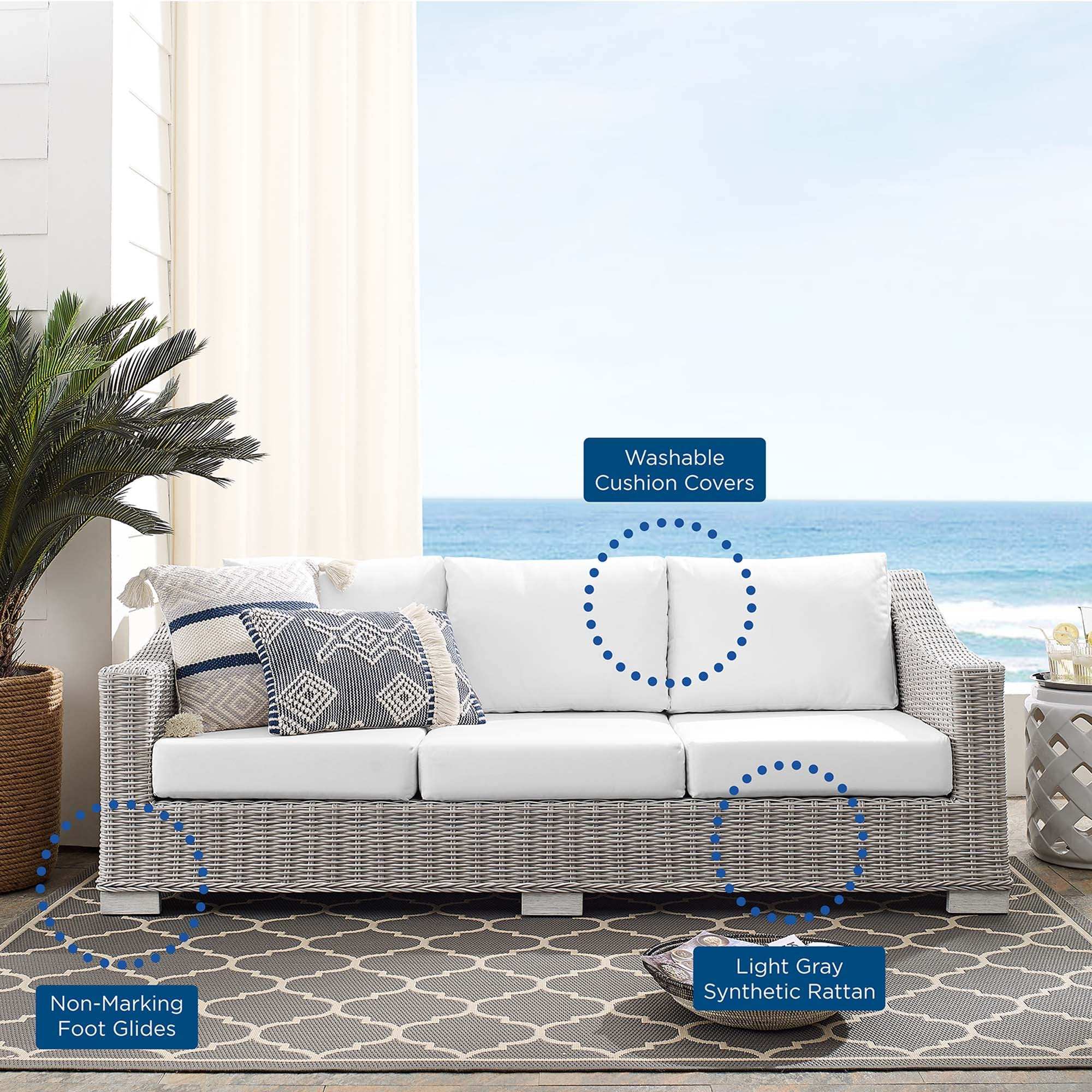 Conway Sunbrella� Outdoor Patio Wicker Rattan Sofa by Modway - Best Buy Furniture