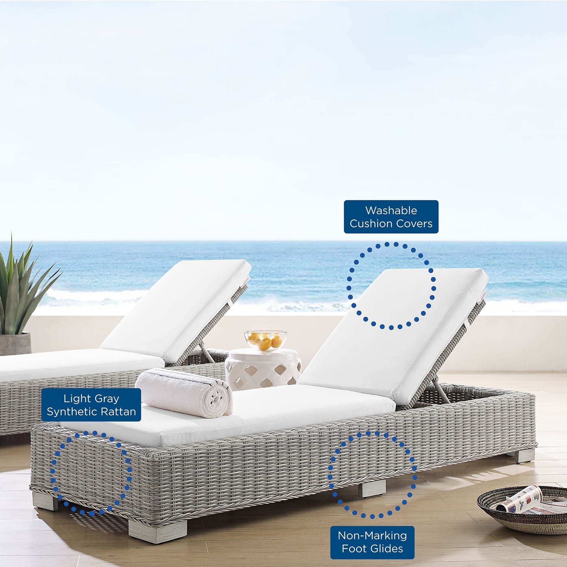 Conway Sunbrella� Outdoor Patio Wicker Rattan Chaise Lounge by Modway - Best Buy Furniture