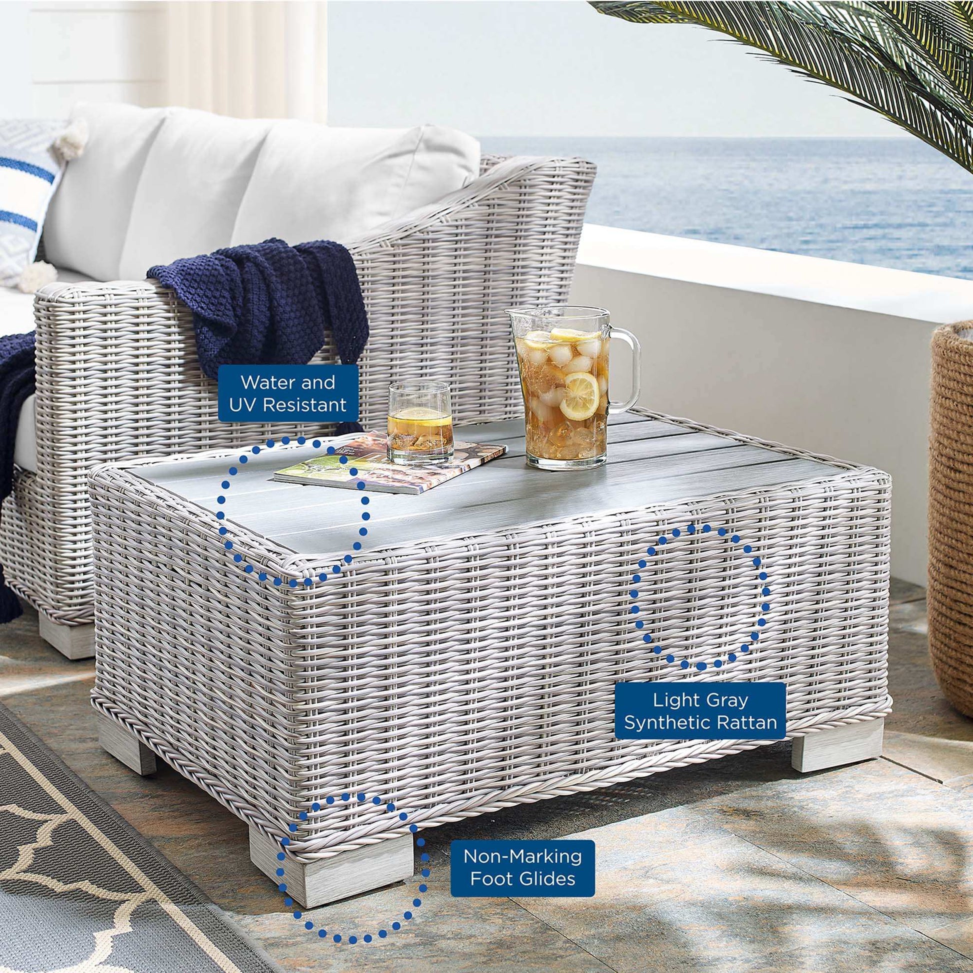 Conway 32" Outdoor Patio Wicker Rattan Coffee Table by Modway - Best Buy Furniture