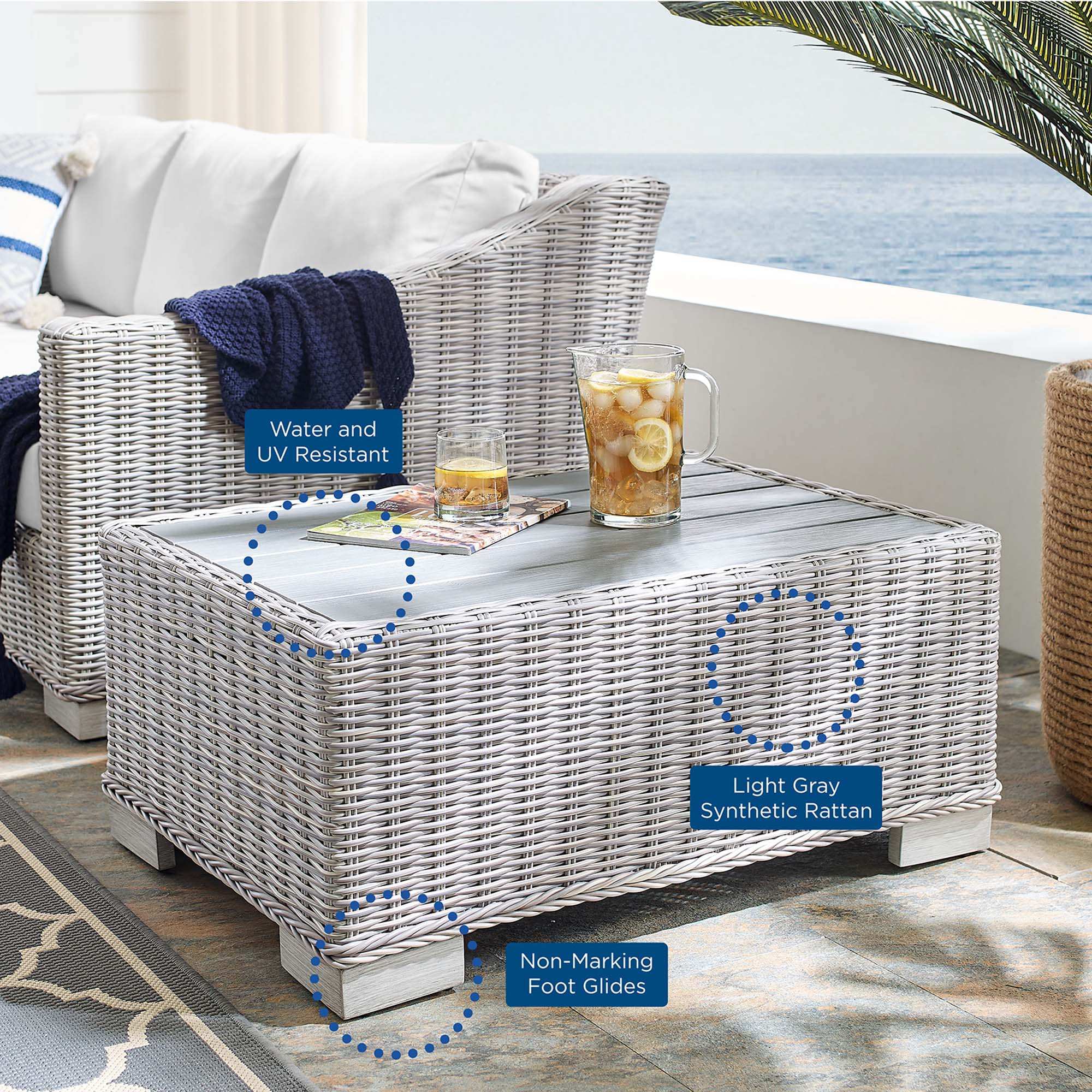 Conway 32" Outdoor Patio Wicker Rattan Coffee Table by Modway - Best Buy Furniture