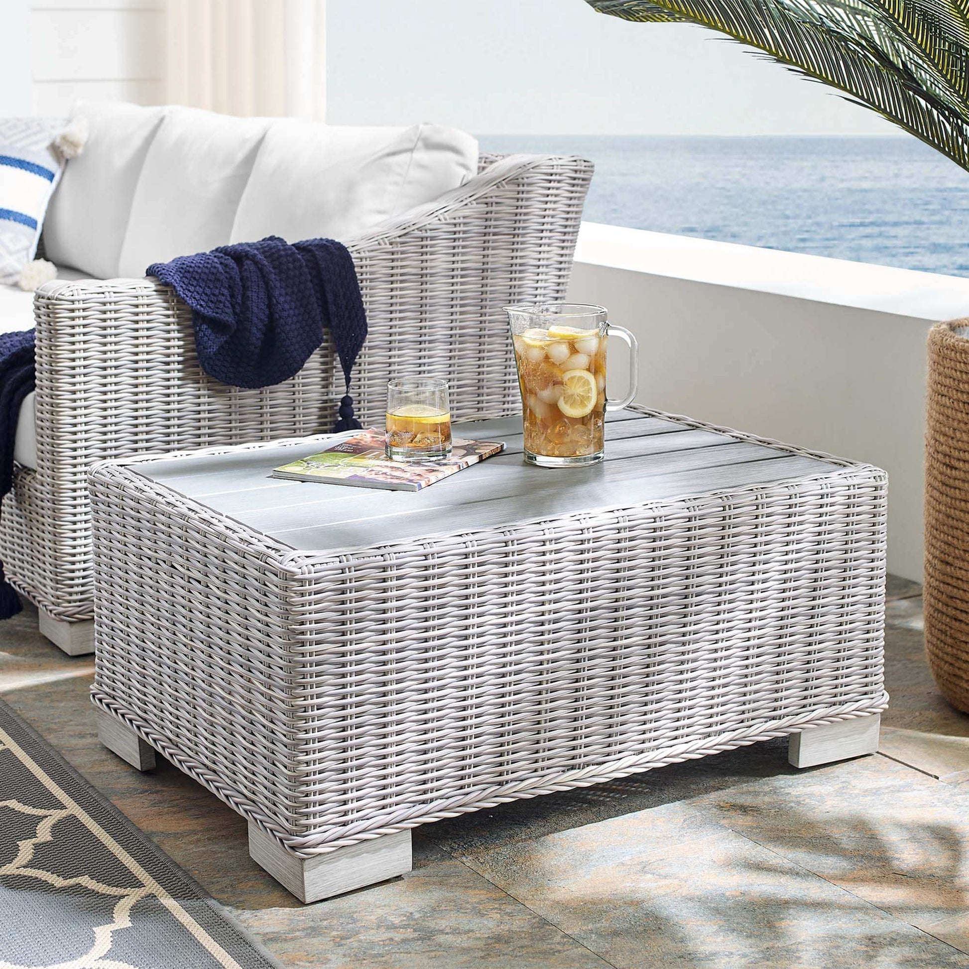 Conway 32" Outdoor Patio Wicker Rattan Coffee Table by Modway - Best Buy Furniture