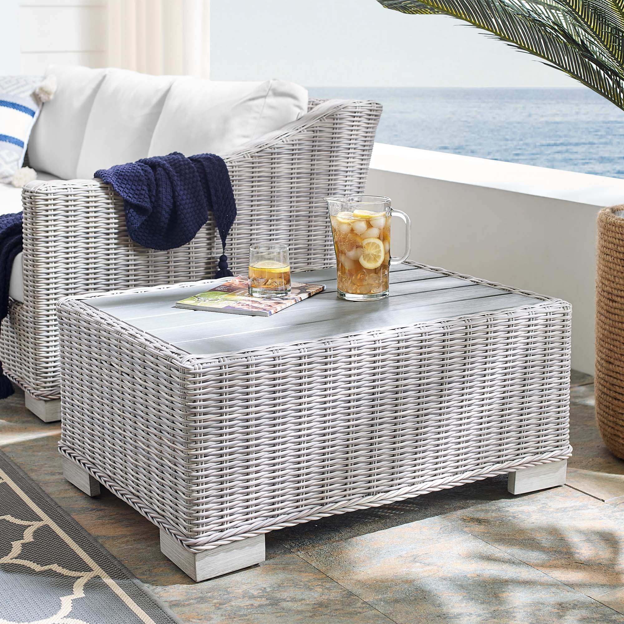 Conway 32" Outdoor Patio Wicker Rattan Coffee Table by Modway - Best Buy Furniture