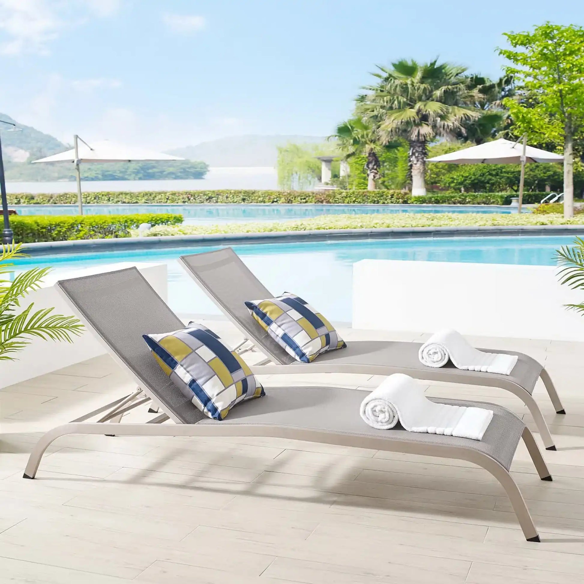 Savannah Outdoor Patio Mesh Chaise Lounge Set of 2 by Modway - Best Buy Furniture