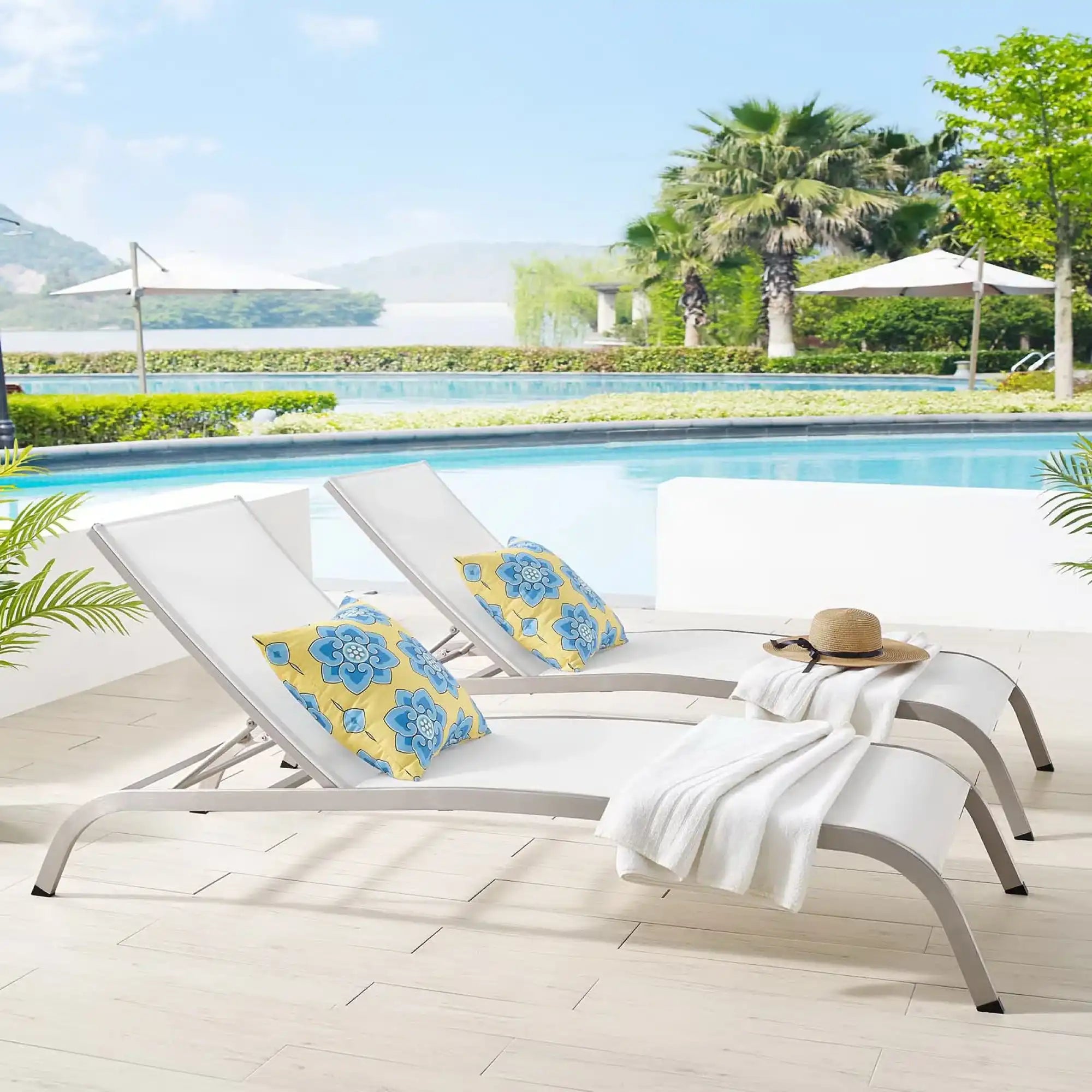 Savannah Outdoor Patio Mesh Chaise Lounge Set of 2 by Modway - Best Buy Furniture