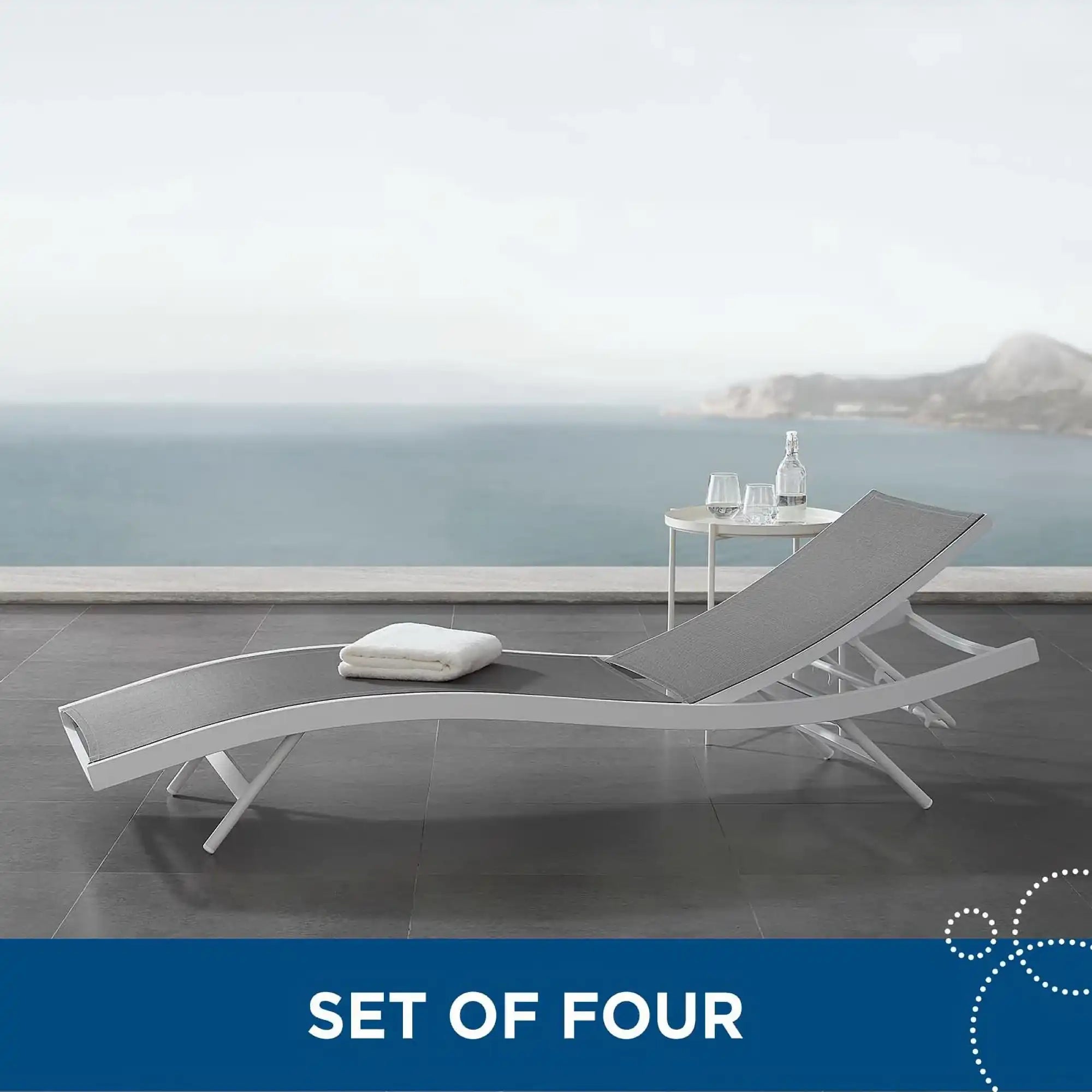 Glimpse Outdoor Patio Mesh Chaise Lounge Set of 4 by Modway - Best Buy Furniture