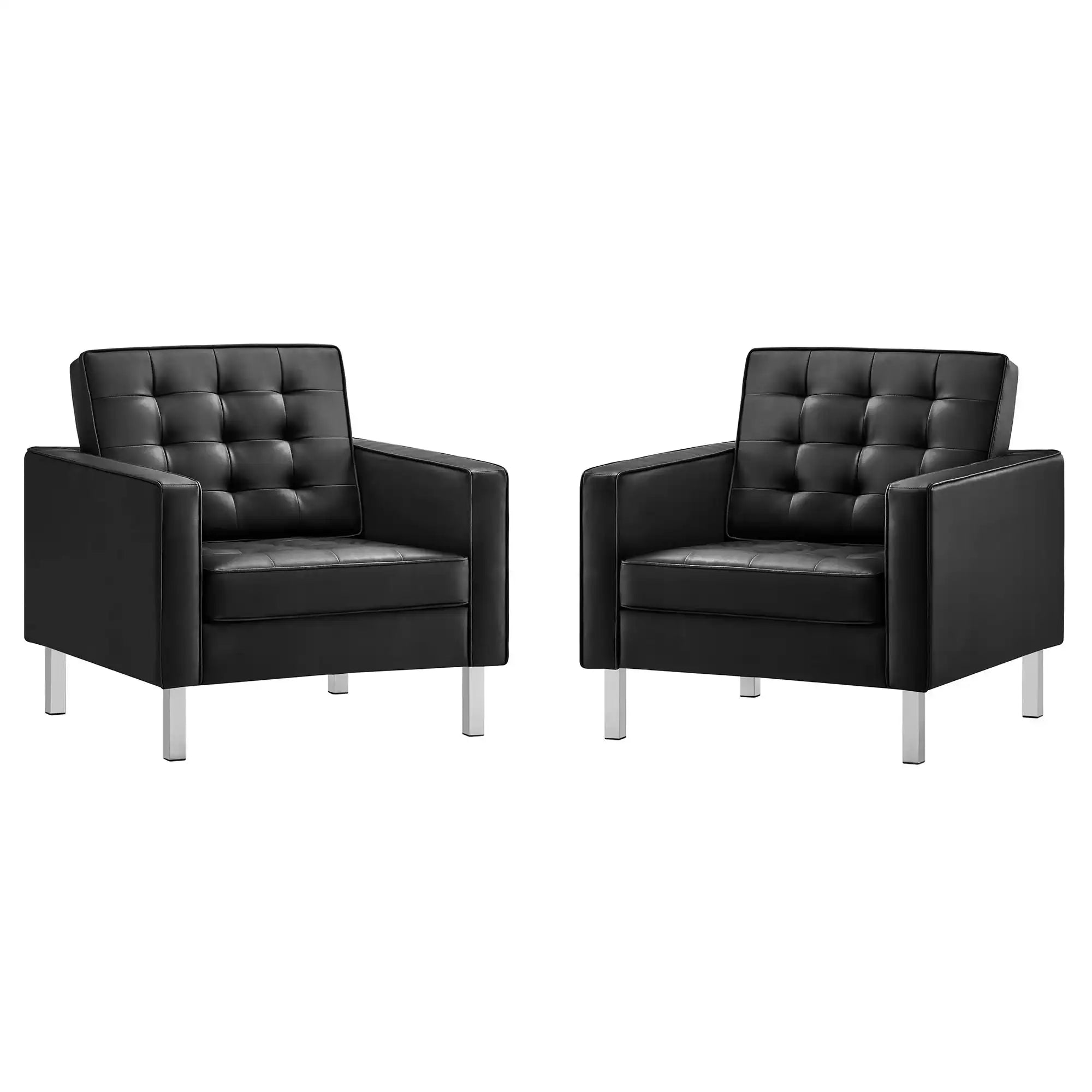 Loft Tufted Vegan Leather Armchairs Set of 2 by Modway - Best Buy Furniture