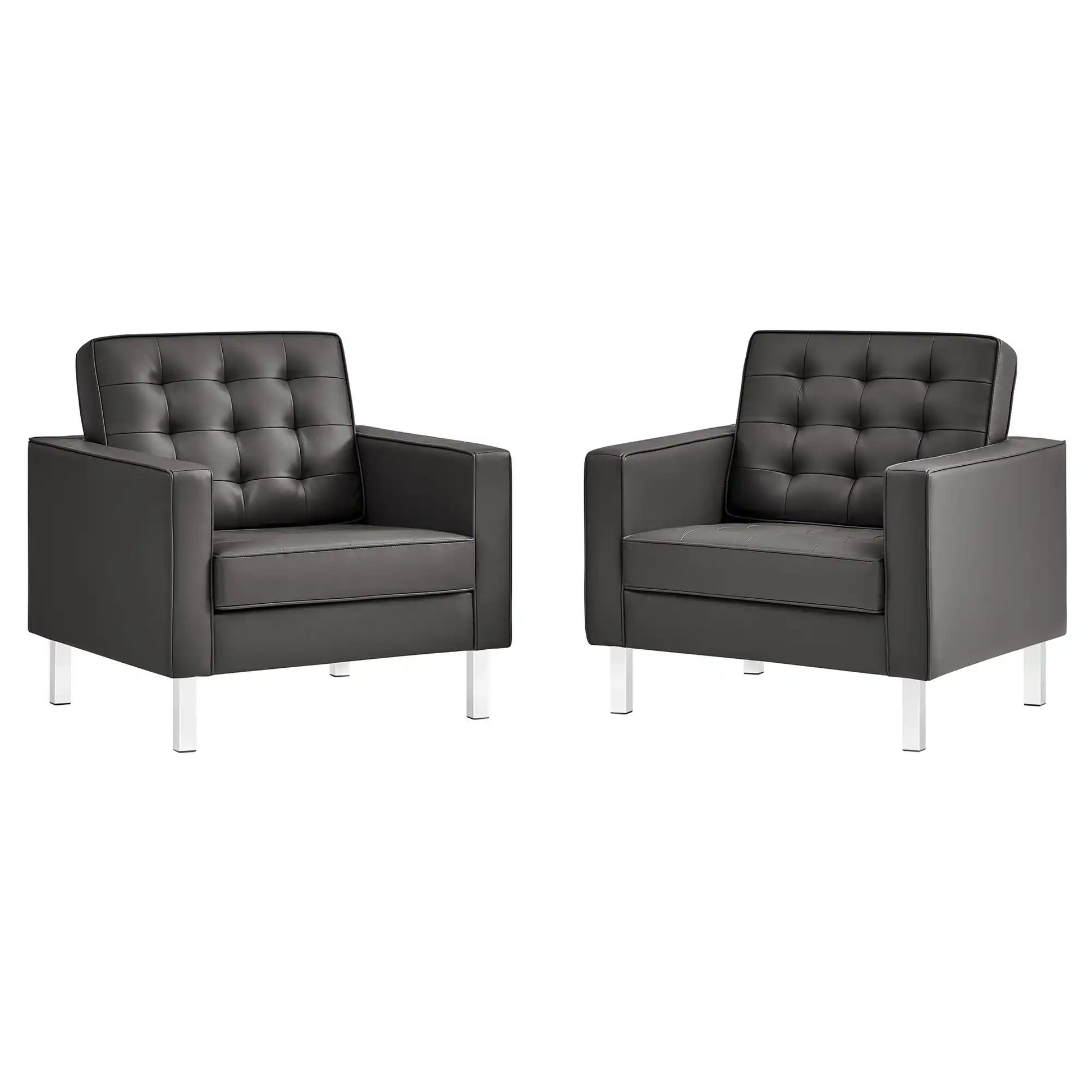 Loft Tufted Vegan Leather Armchairs Set of 2 by Modway - Best Buy Furniture