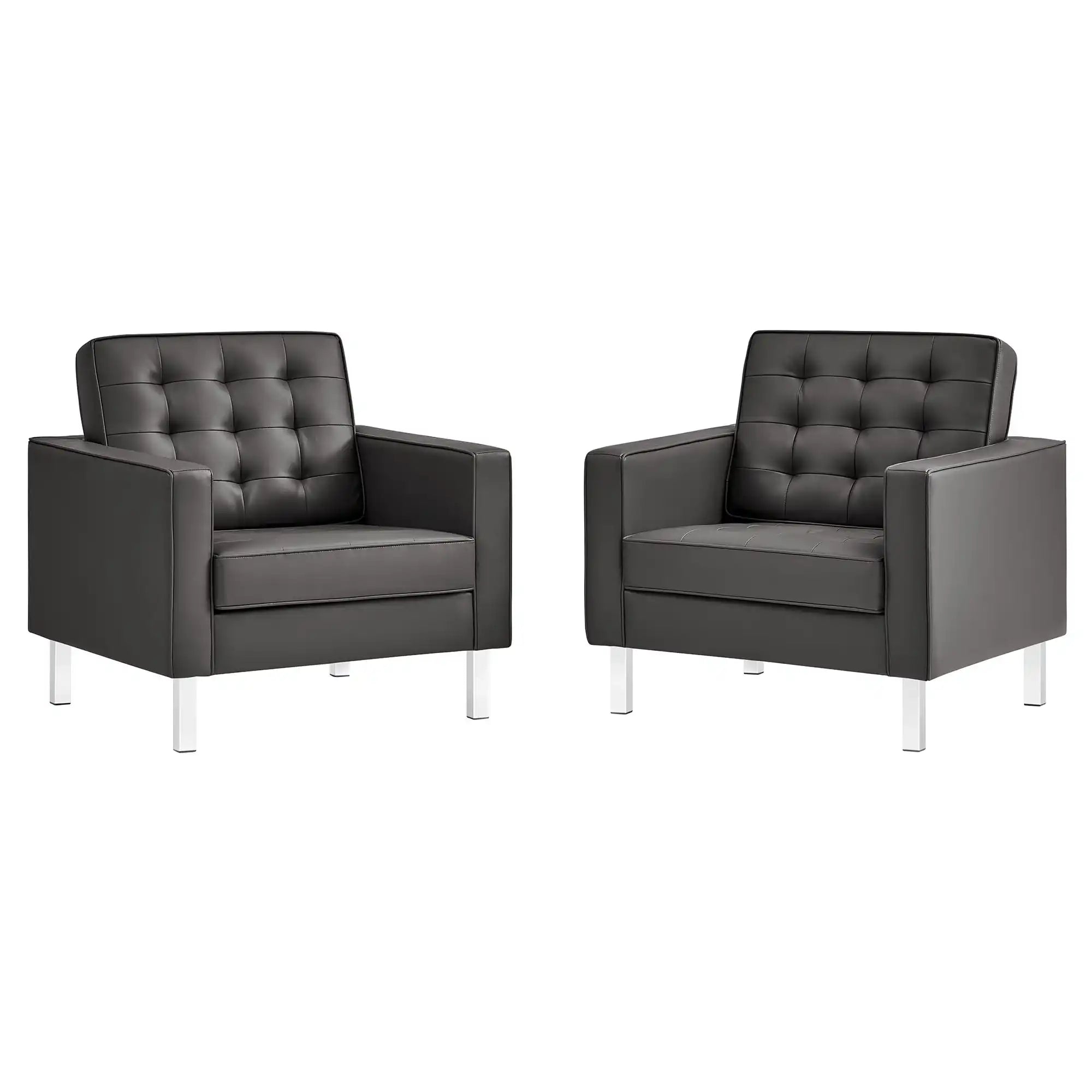 Loft Tufted Vegan Leather Armchairs Set of 2 by Modway - Best Buy Furniture