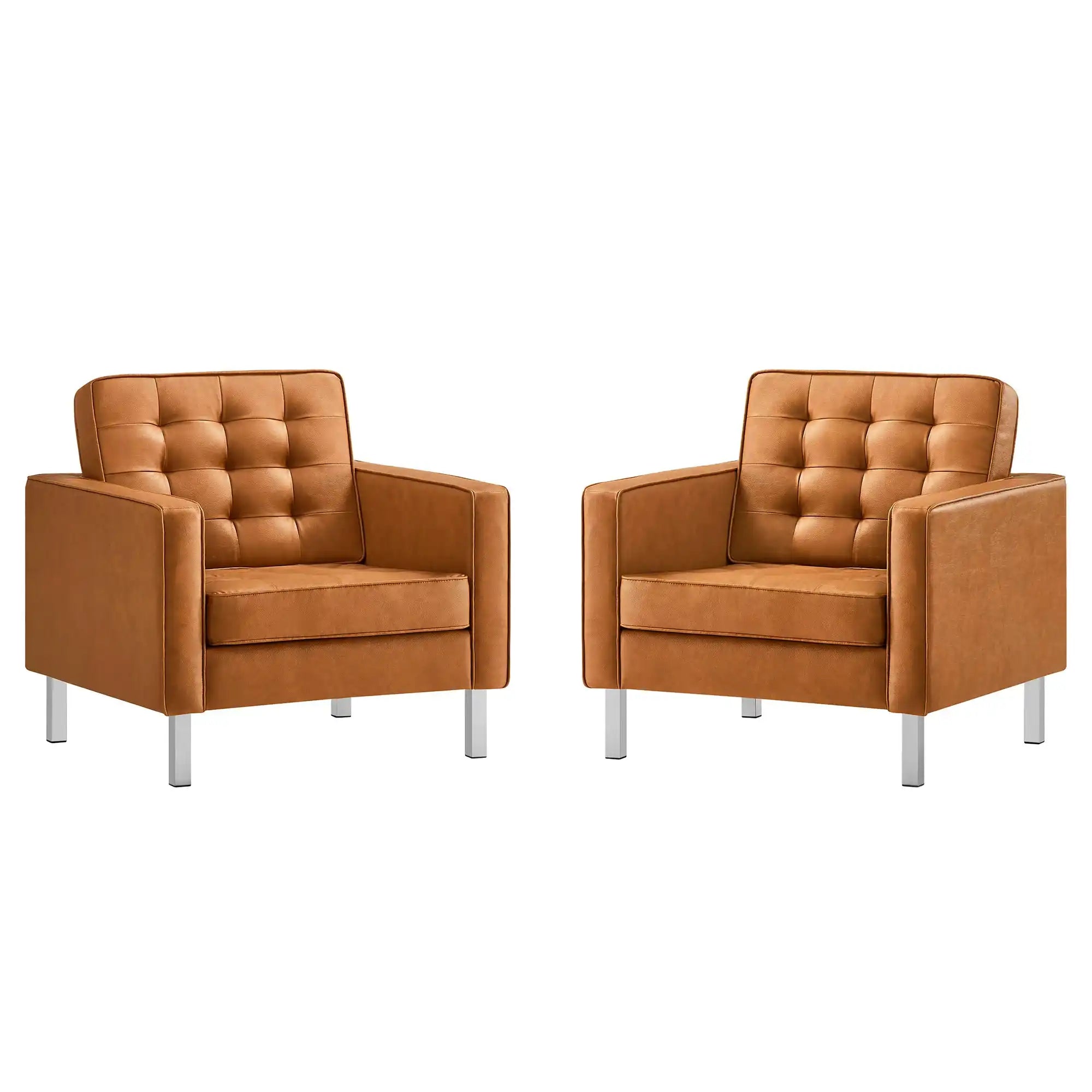 Loft Tufted Vegan Leather Armchairs Set of 2 by Modway - Best Buy Furniture