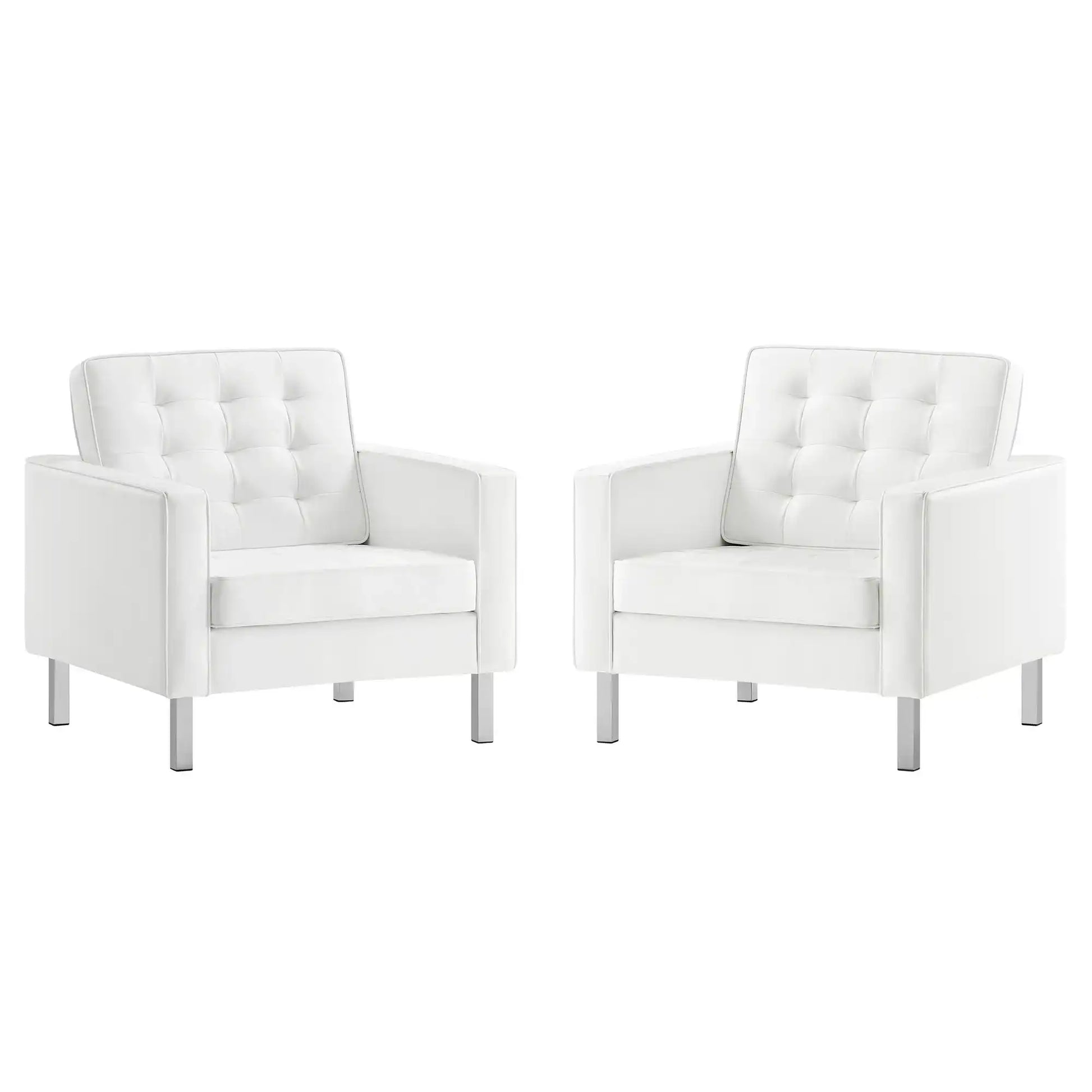 Loft Tufted Vegan Leather Armchairs Set of 2 by Modway - Best Buy Furniture