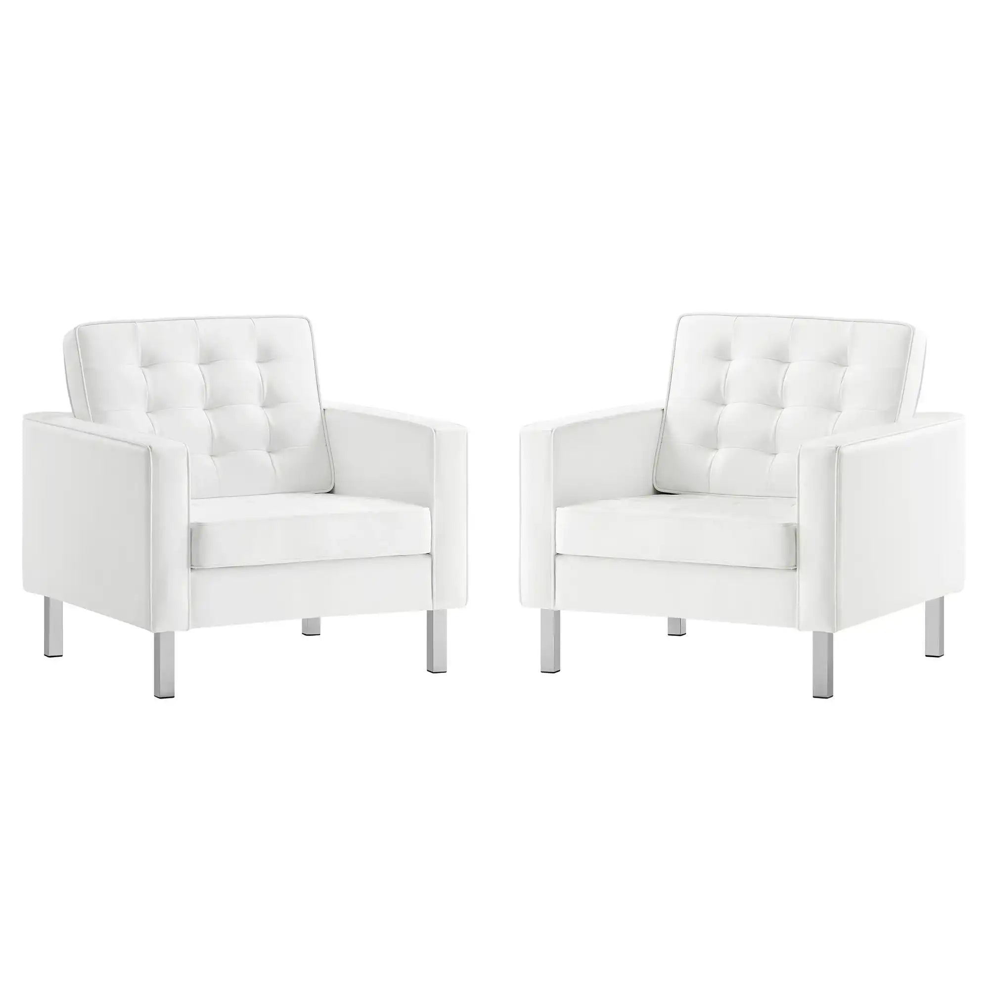 Loft Tufted Vegan Leather Armchairs Set of 2 by Modway - Best Buy Furniture