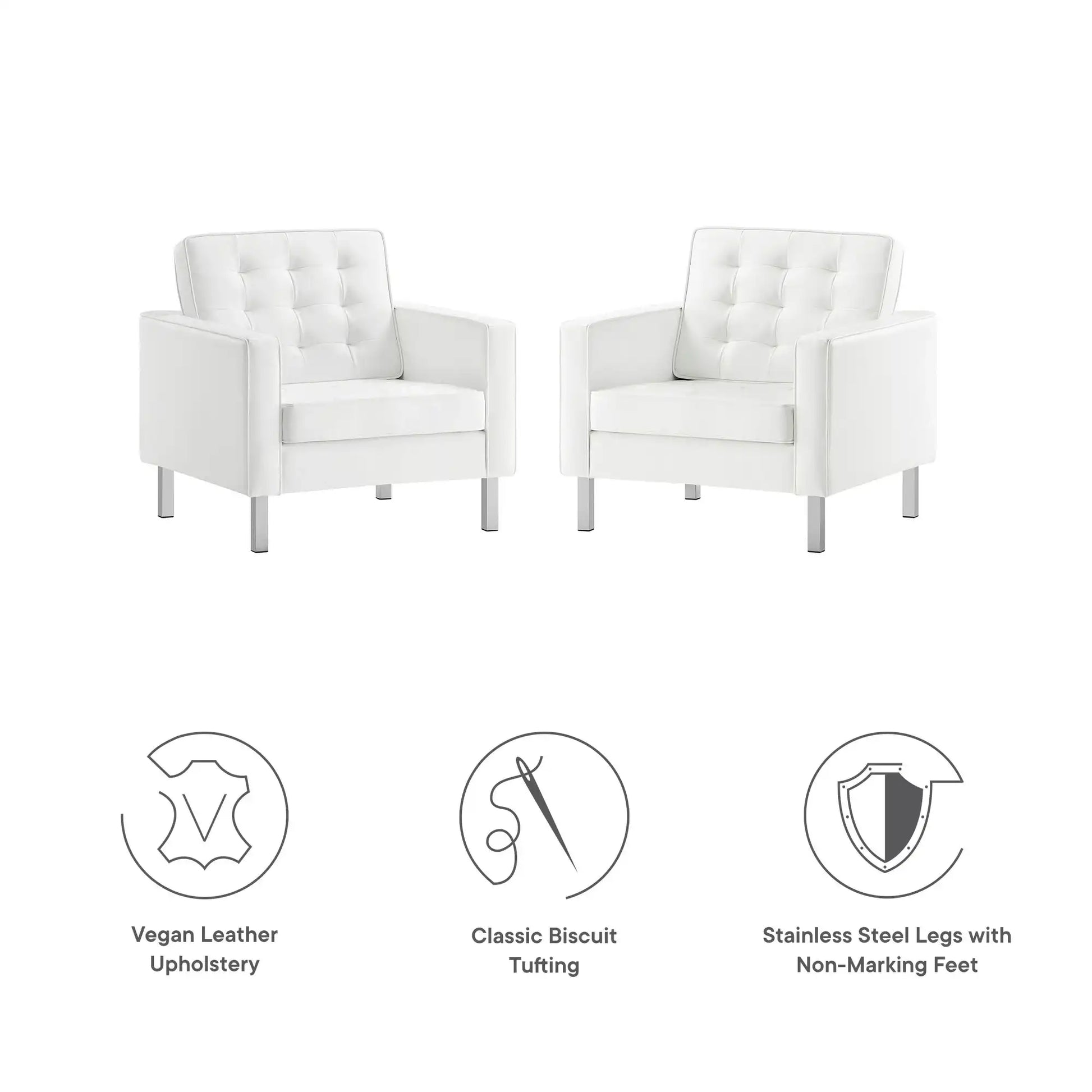 Loft Tufted Vegan Leather Armchairs Set of 2 by Modway - Best Buy Furniture